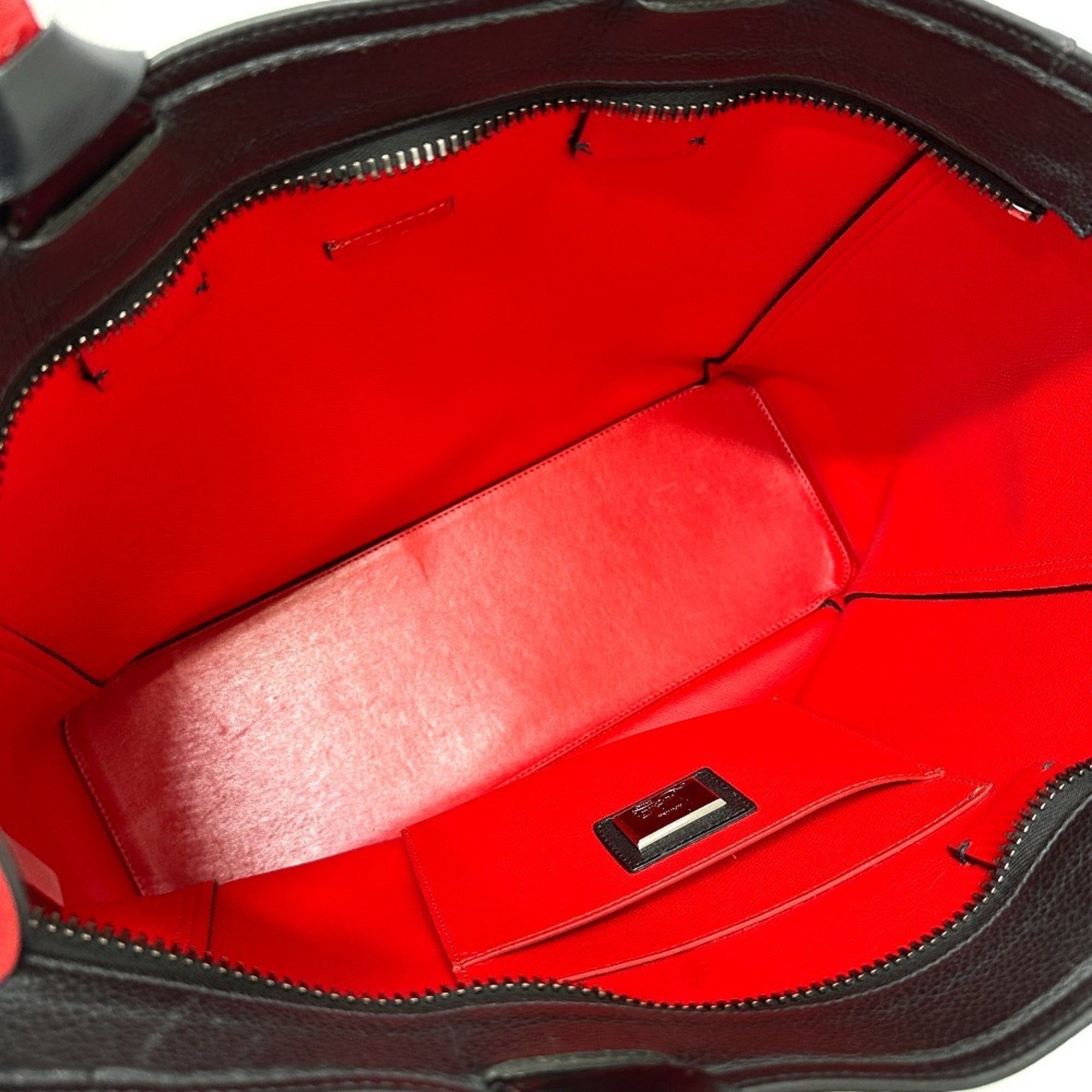 Christian Louboutin Black Red Color Leather Tote Bag (Pre-Owned)
