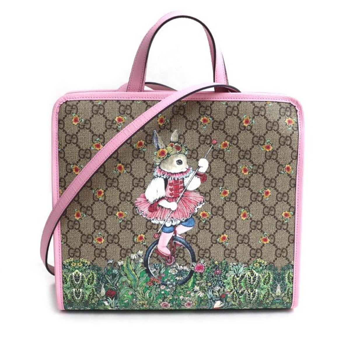 Gucci Beige Pink Gg Supreme Leather Shoulder Bag (Pre-Owned)