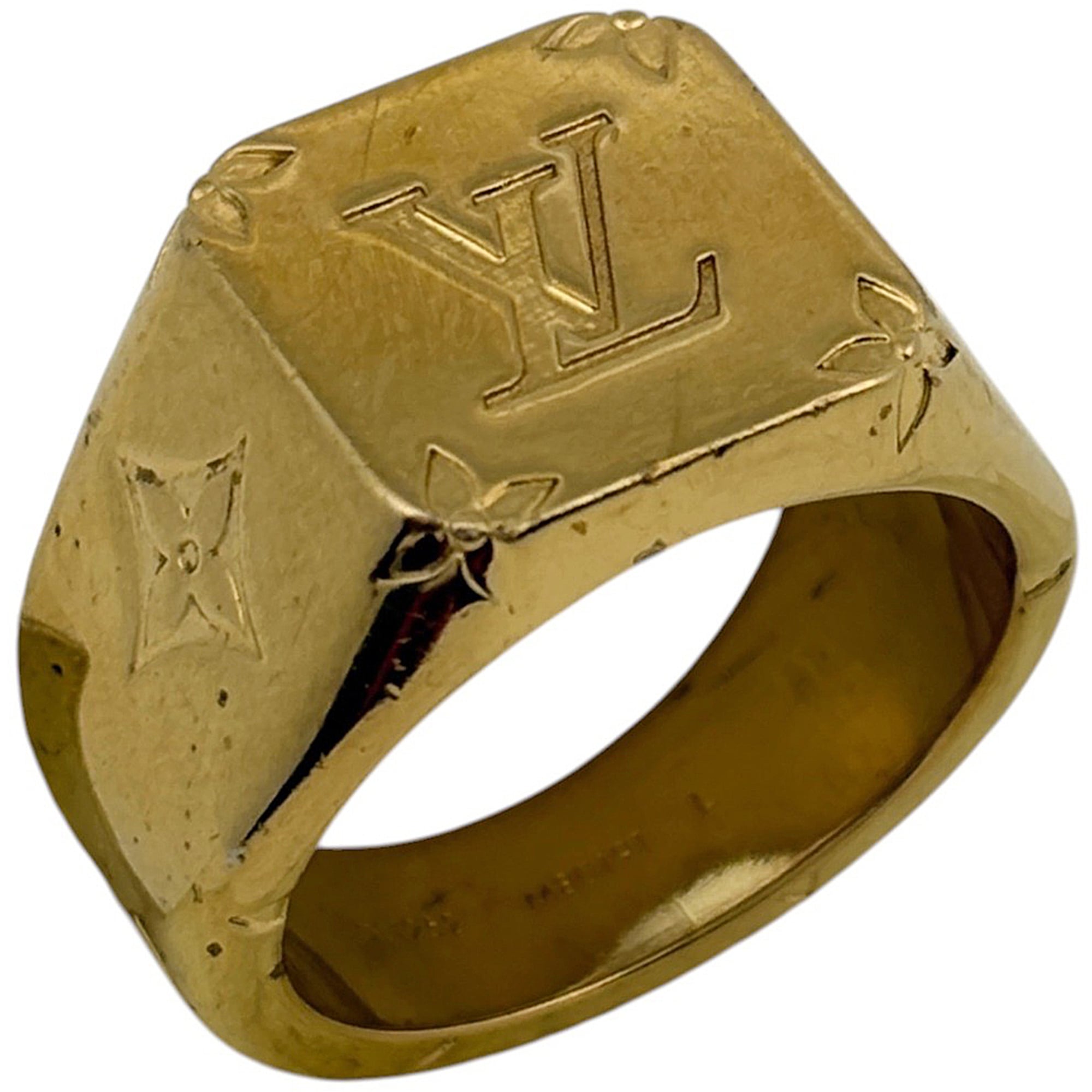 Louis Vuitton Gold Metal Band Ring (Pre-Owned)