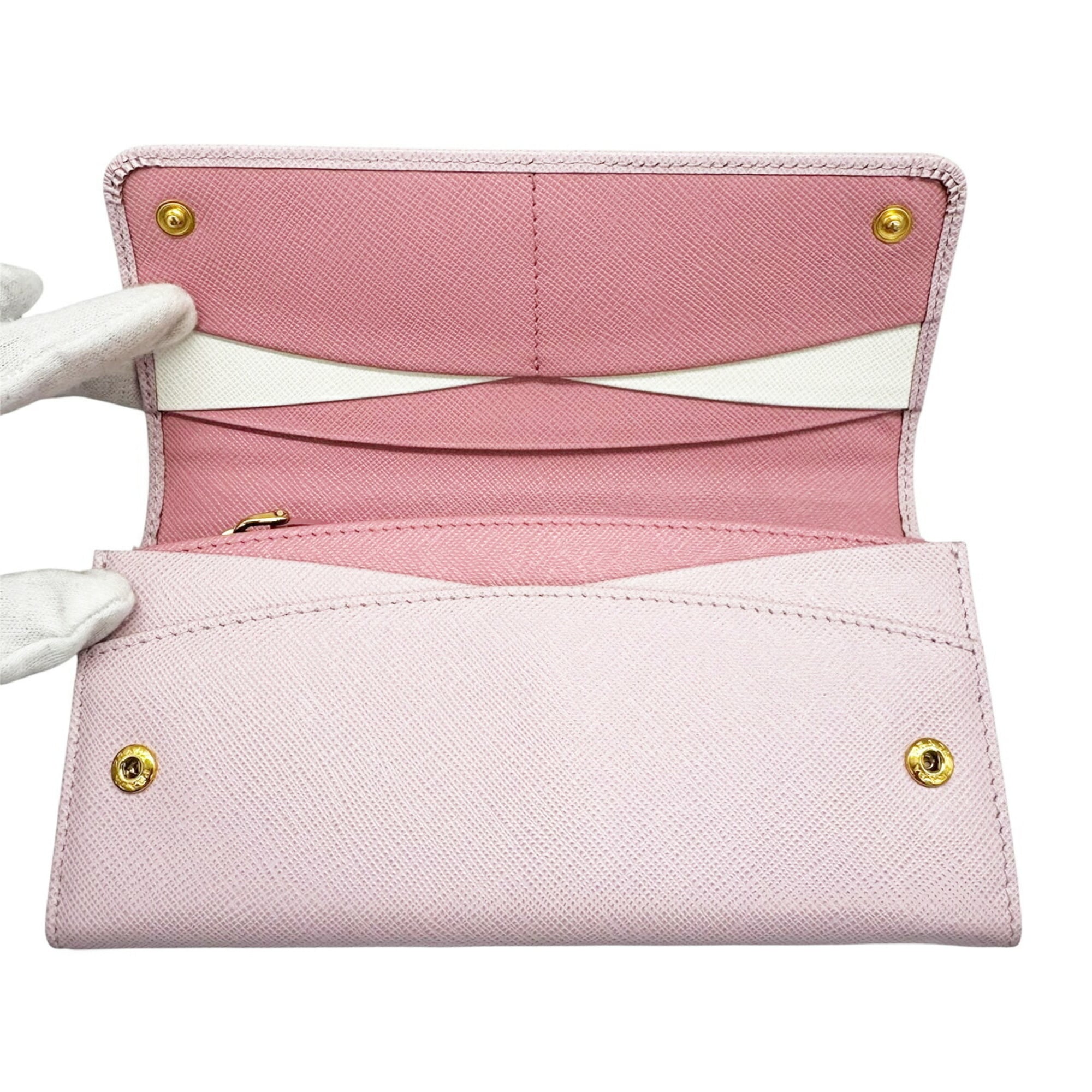 Prada Saffiano Pink Saffiano Long Wallet (Bi-Fold) (Pre-Owned)