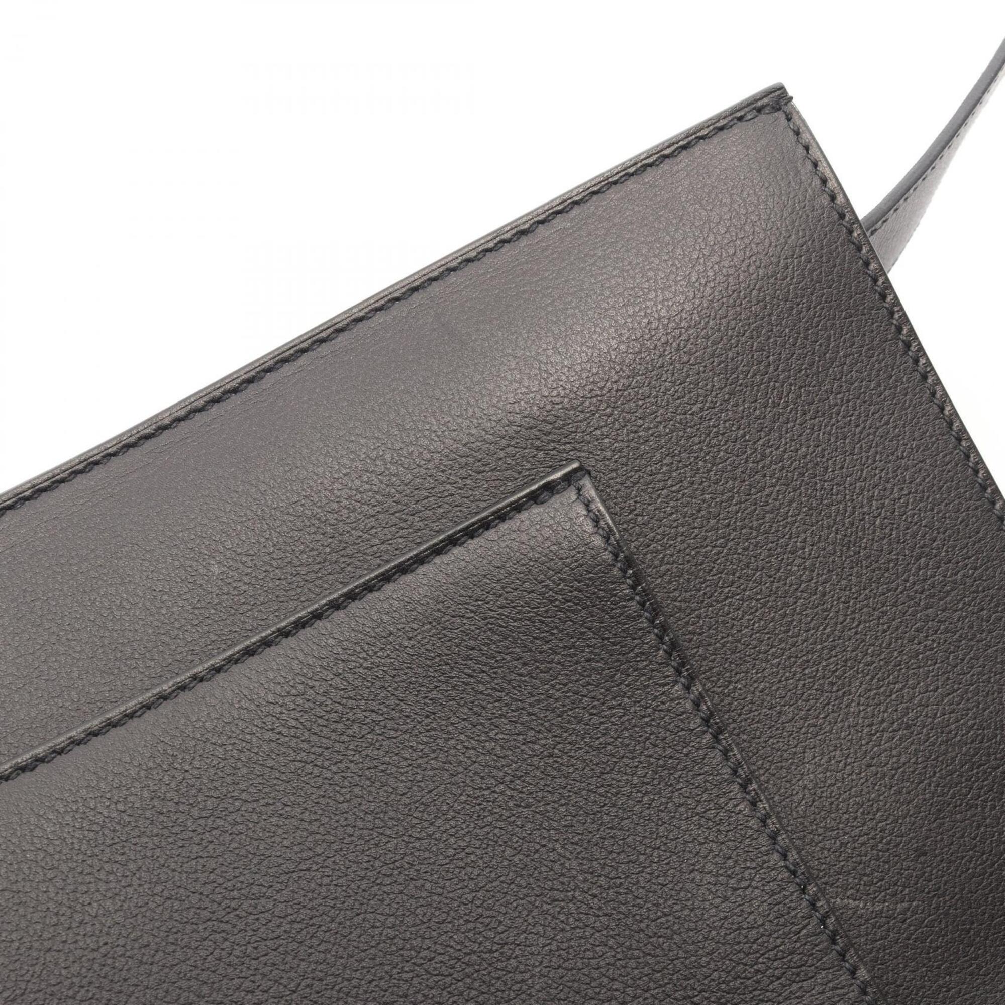 Hermes Black Leather Evergrain Leather Handbag Shoulder Bag (Pre-Owned)