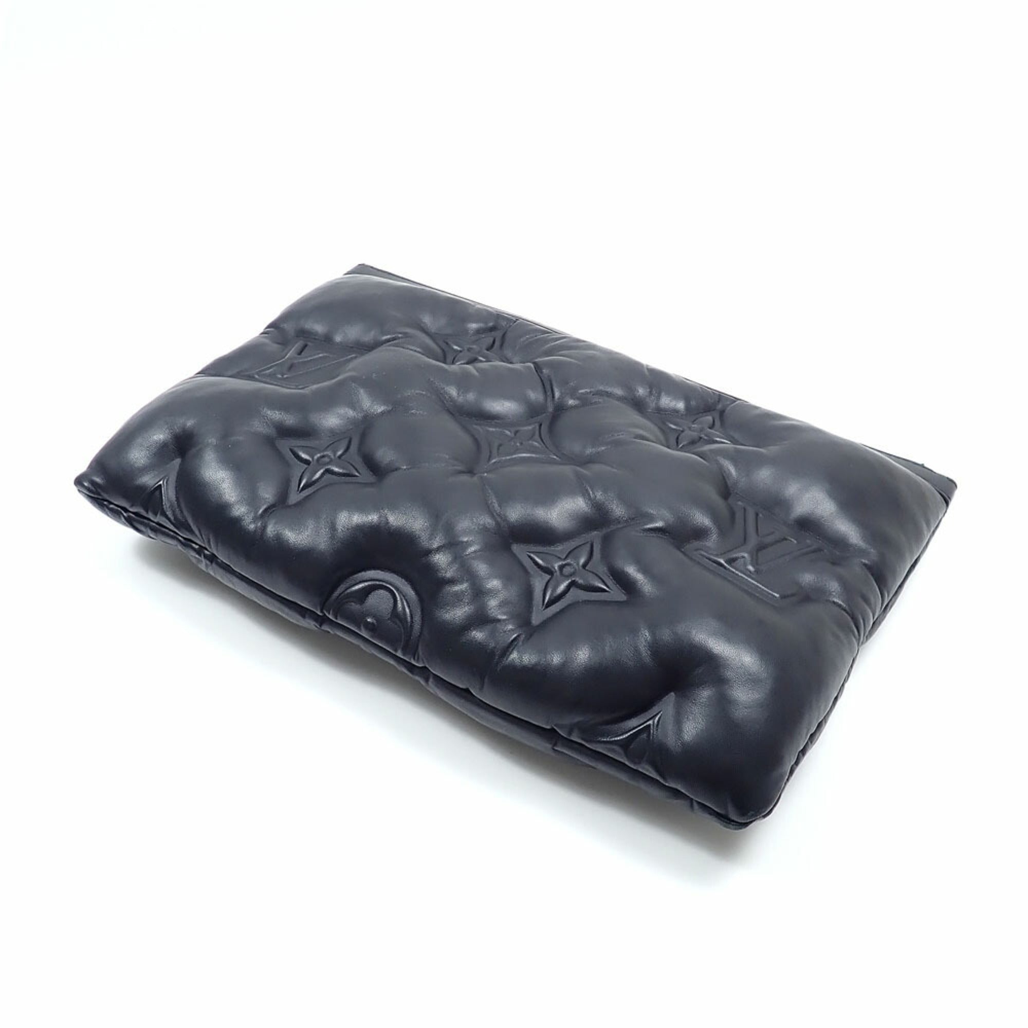 Louis Vuitton Black Noir Leather Clutch Bag Pochette (Pre-Owned)