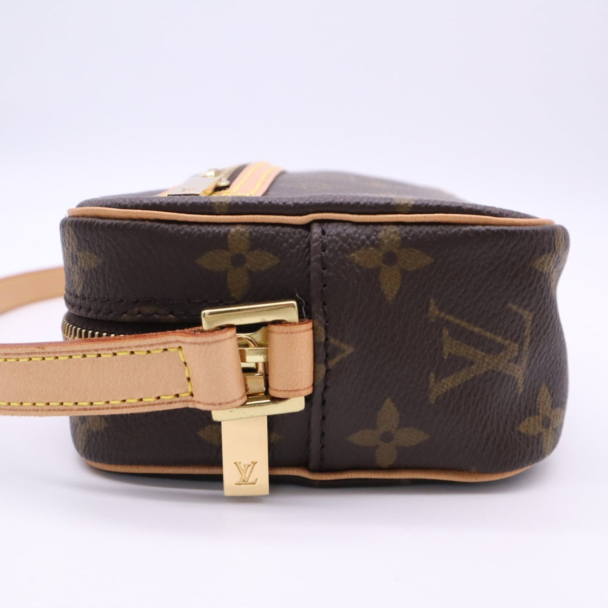 Louis Vuitton Beige Brown Coated Canvas Leather Pochette Shoulder Bag (Pre-Owned)