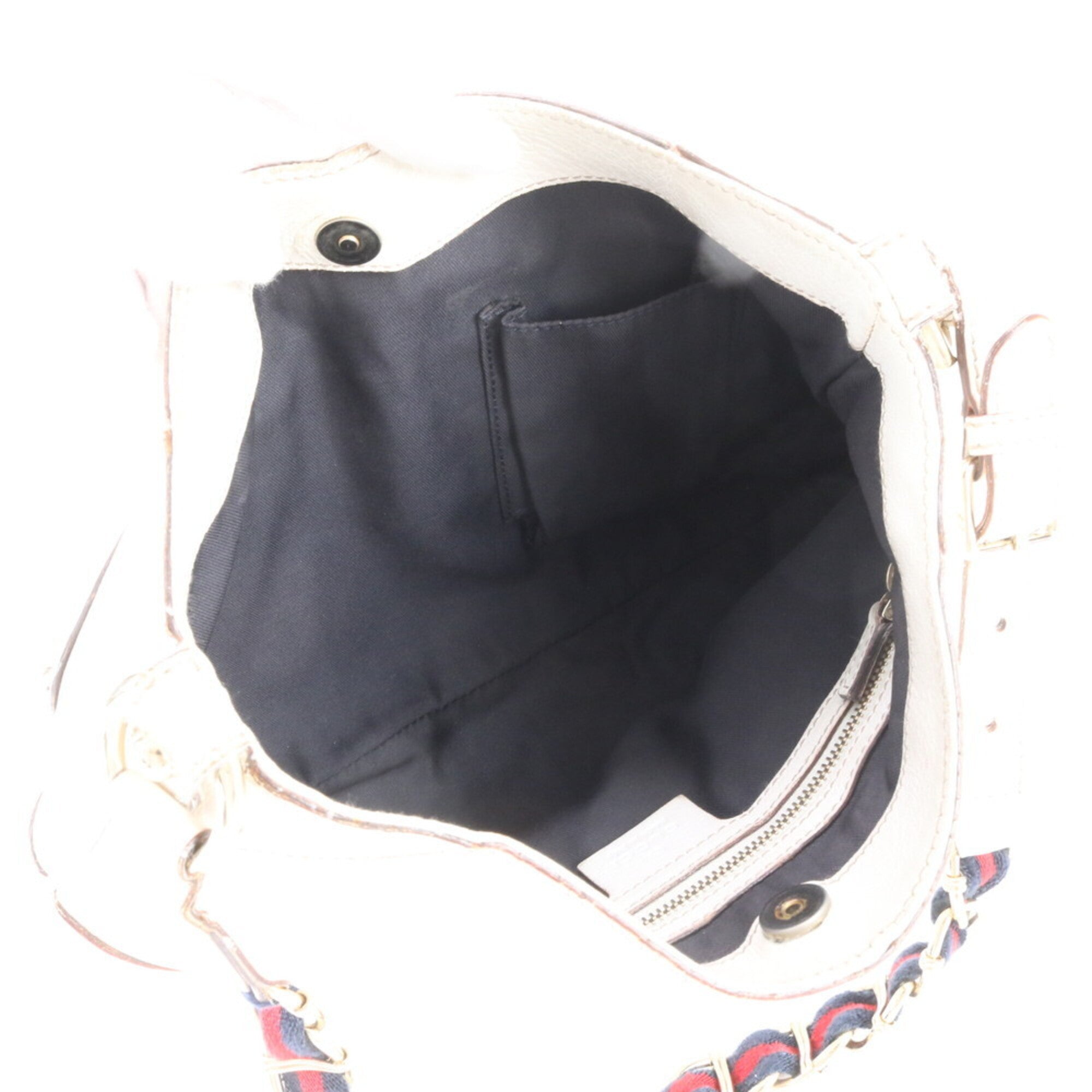 Gucci Sherry Line White Leather Shoulder Bag Tote Bag (Pre-Owned)