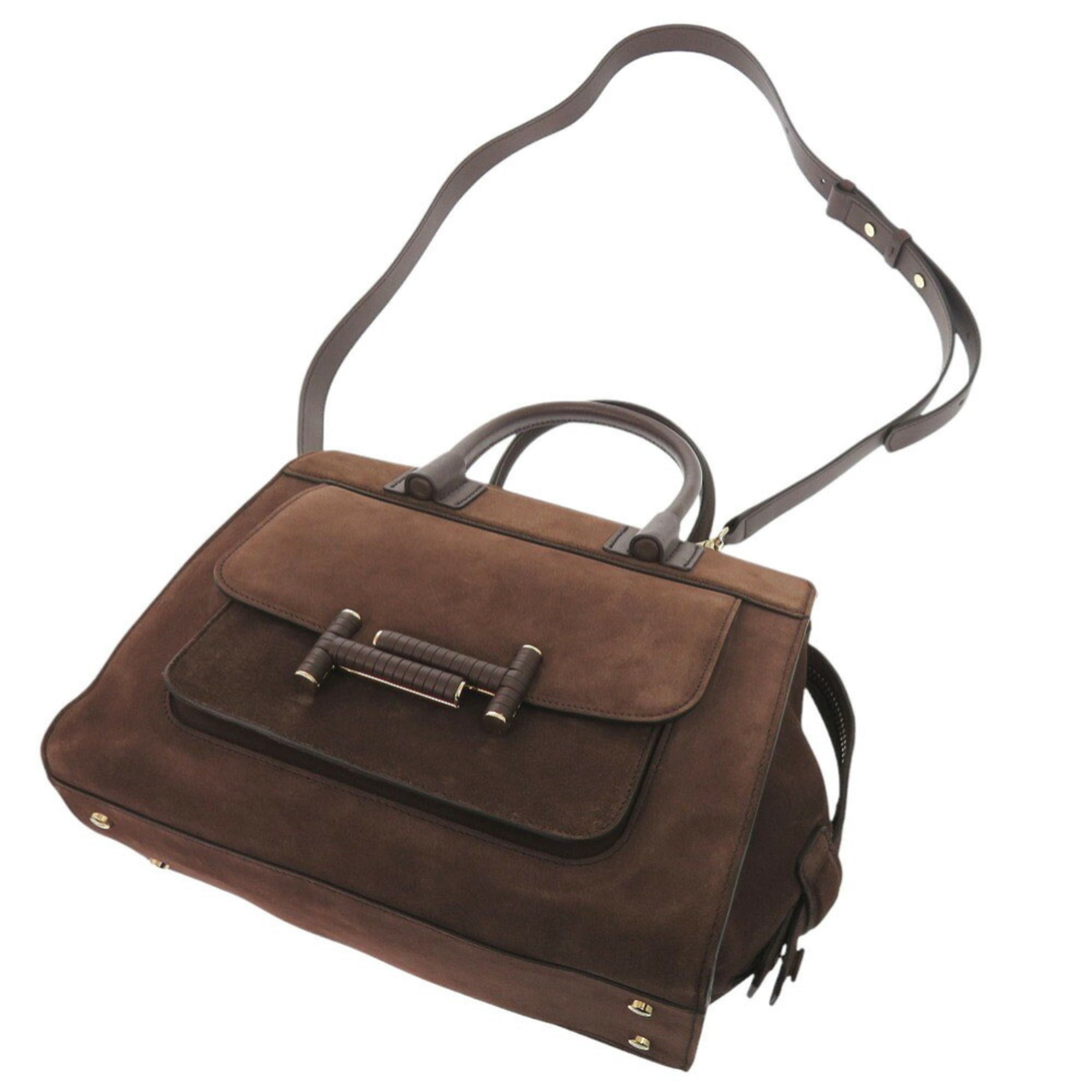 Tod's Brown Suede Leather Handbag Shoulder Bag (Pre-Owned)