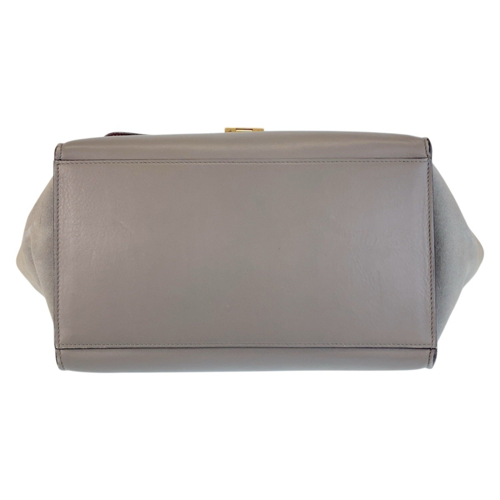 Celine Gray Leather Suede Handbag Shoulder Bag (Pre-Owned)