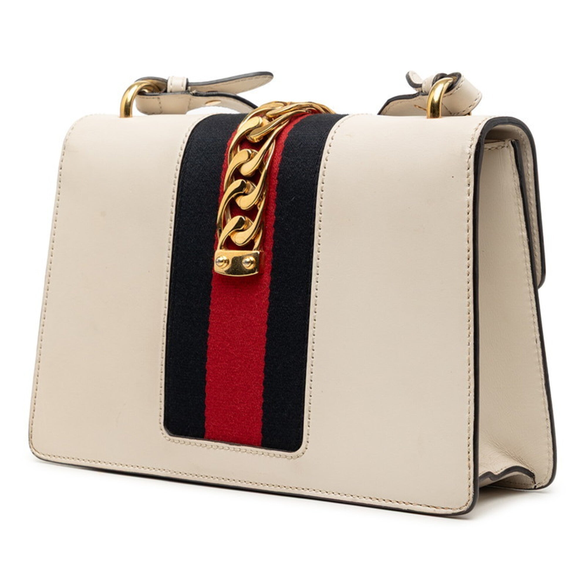 Gucci Multi-Color White Leather Shoulder Bag (Pre-Owned)