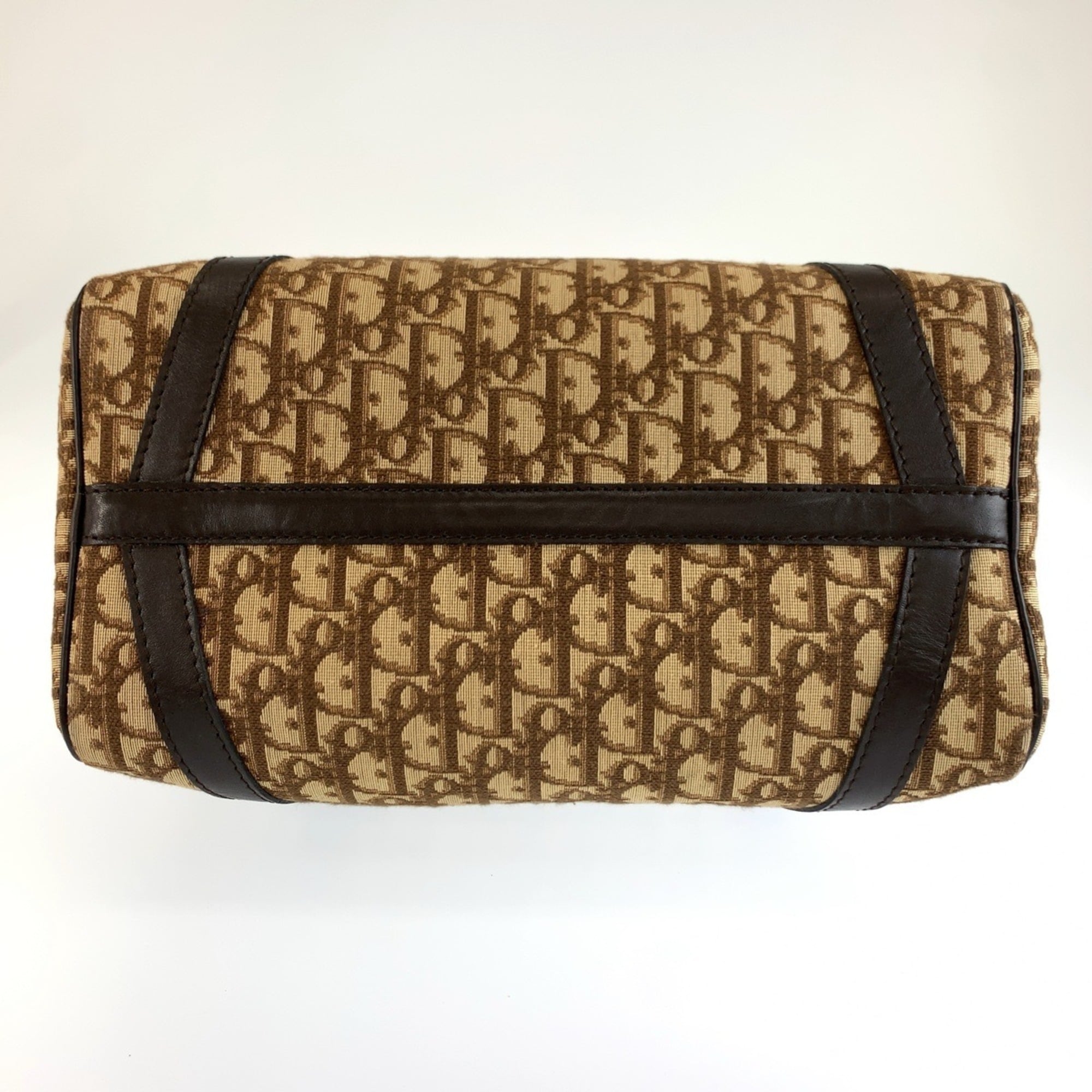 Christian Dior Brown Canvas Boston Bag Handbag (Pre-Owned)