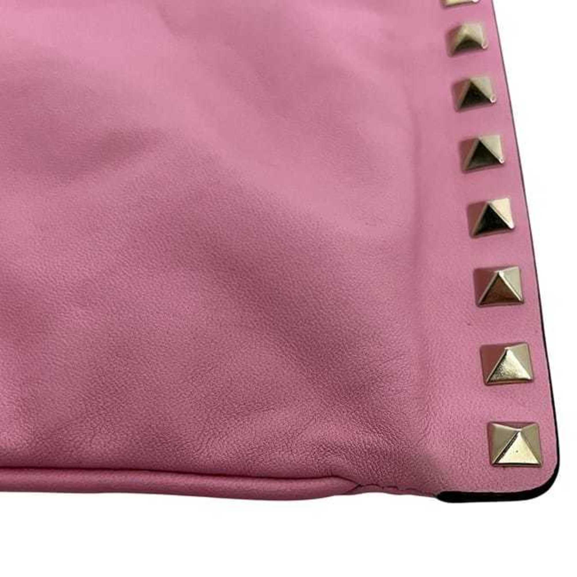 Valentino Garavani Pink Leather Clutch Bag Pouch (Pre-Owned)