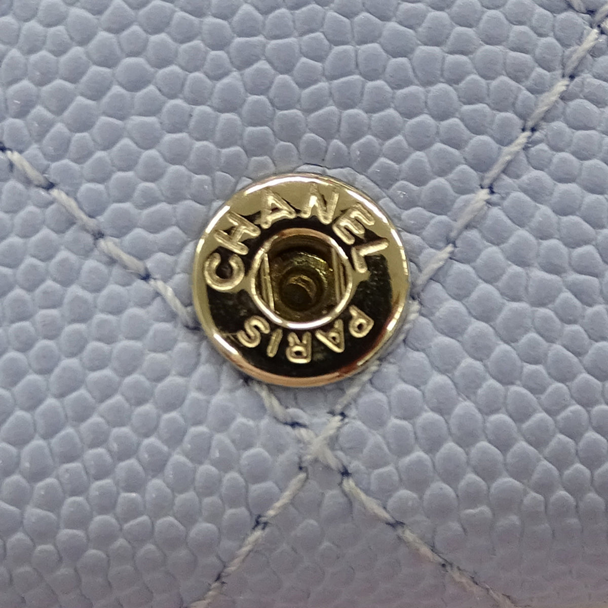 Chanel Light Blue Grained Calfskin Wallet (Tri-Fold) (Pre-Owned)