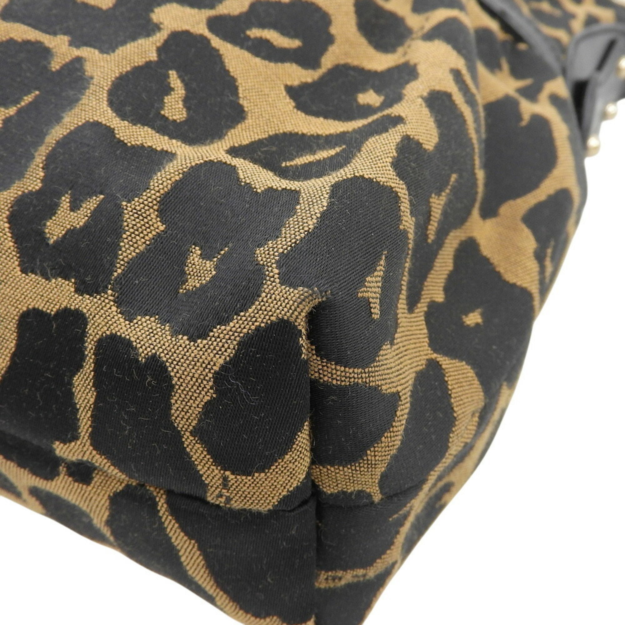 Fendi Black Brown Canvas Leather Shoulder Bag (Pre-Owned)