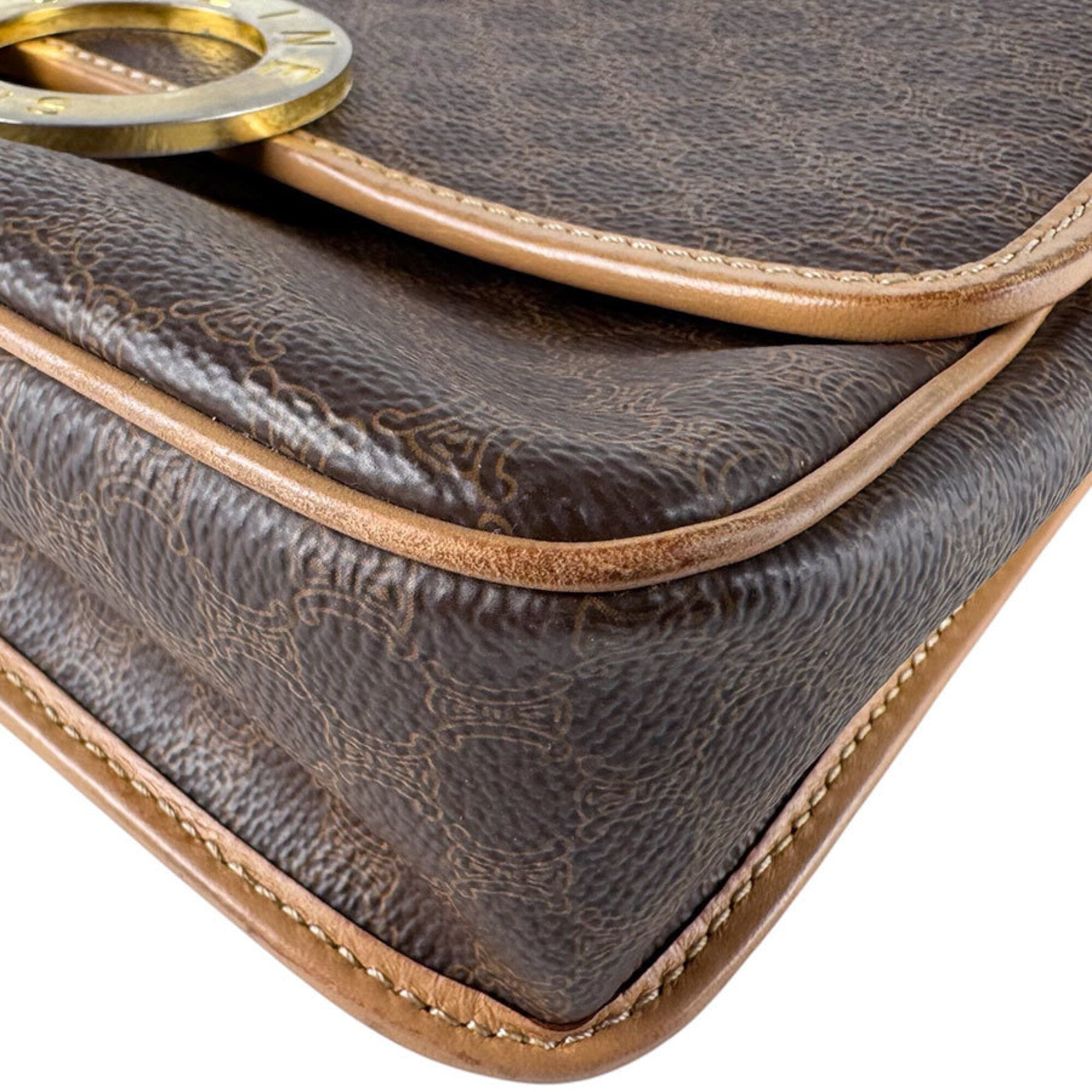 Celine Brown Coated Canvas Shoulder Bag (Pre-Owned)