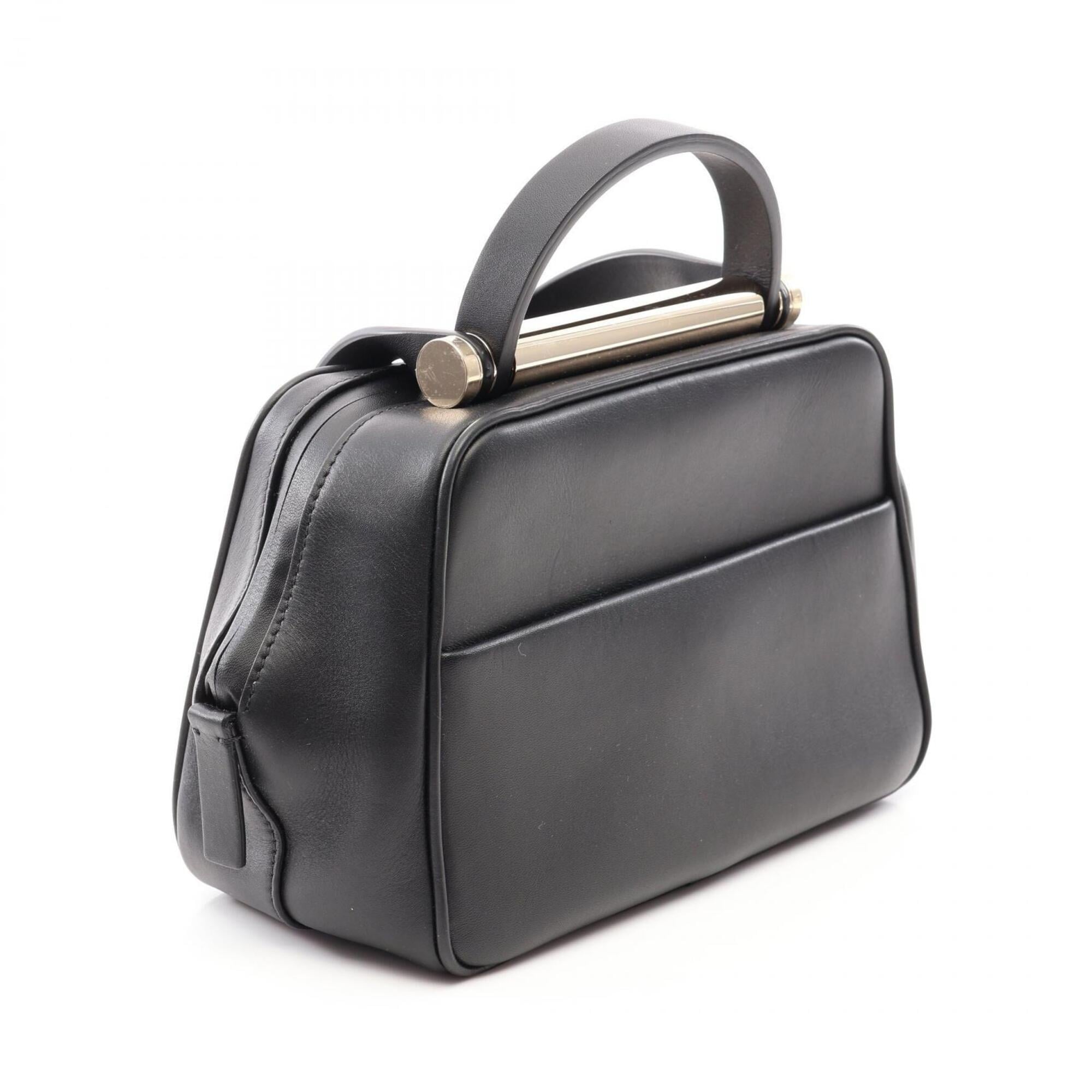 Valextra Black Leather Handbag Shoulder Bag (Pre-Owned)