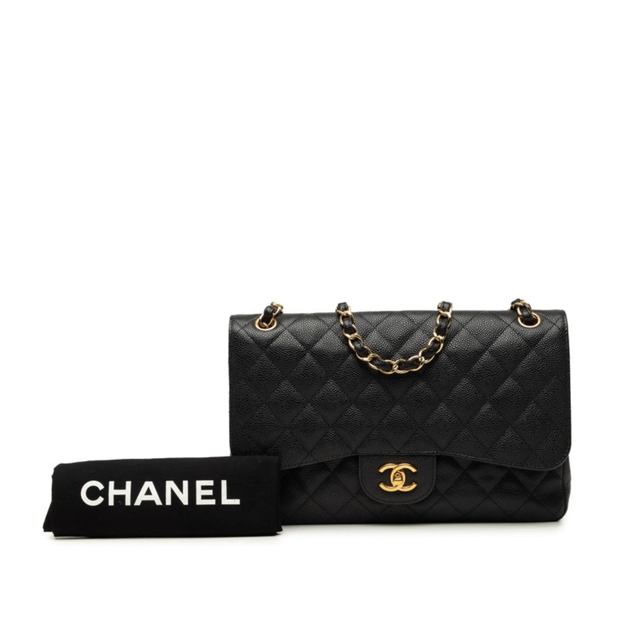 Chanel Black Grained Calfskin Shoulder Bag (Pre-Owned)