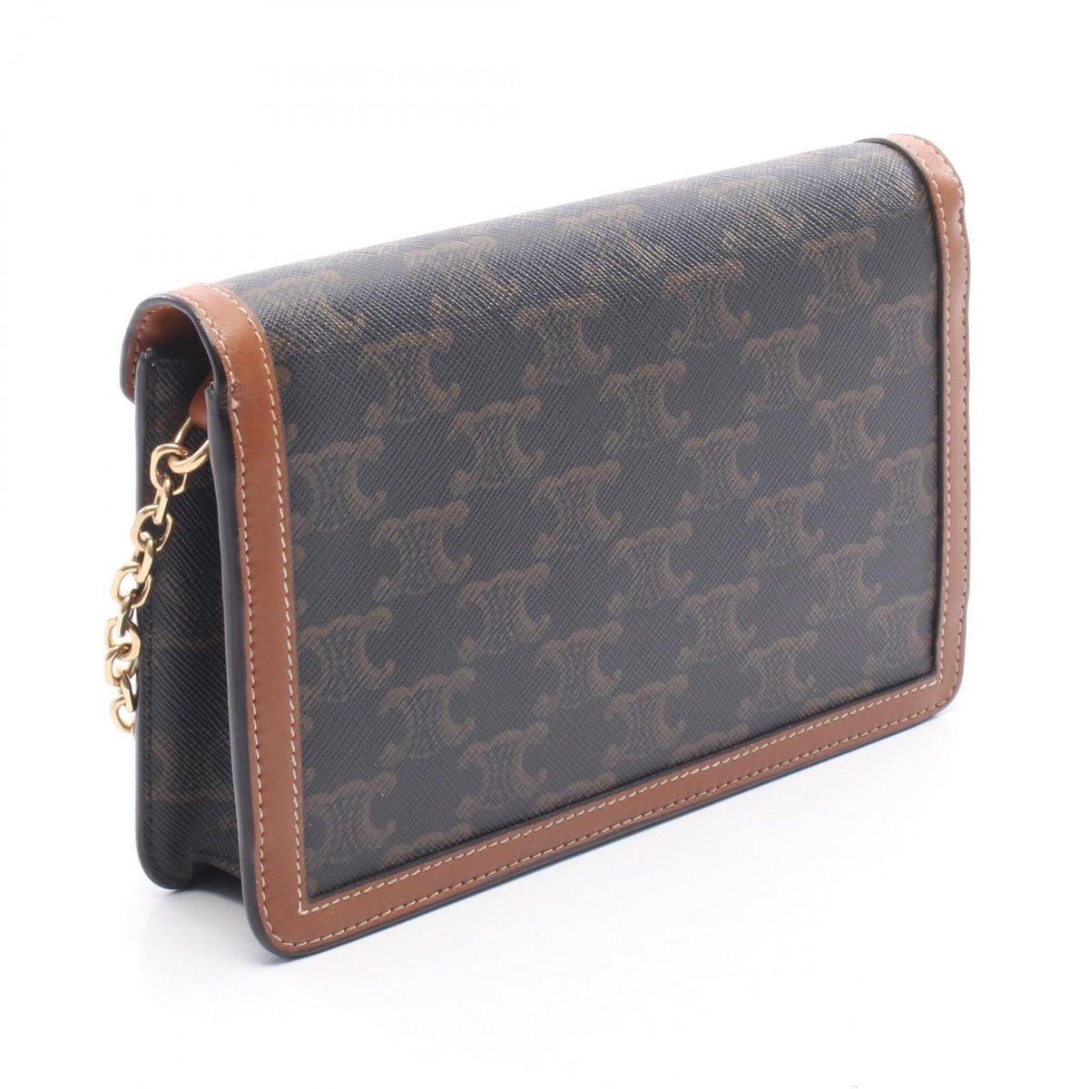 Celine Black Brown Coated Canvas Leather Handbag Shoulder Bag (Pre-Owned)