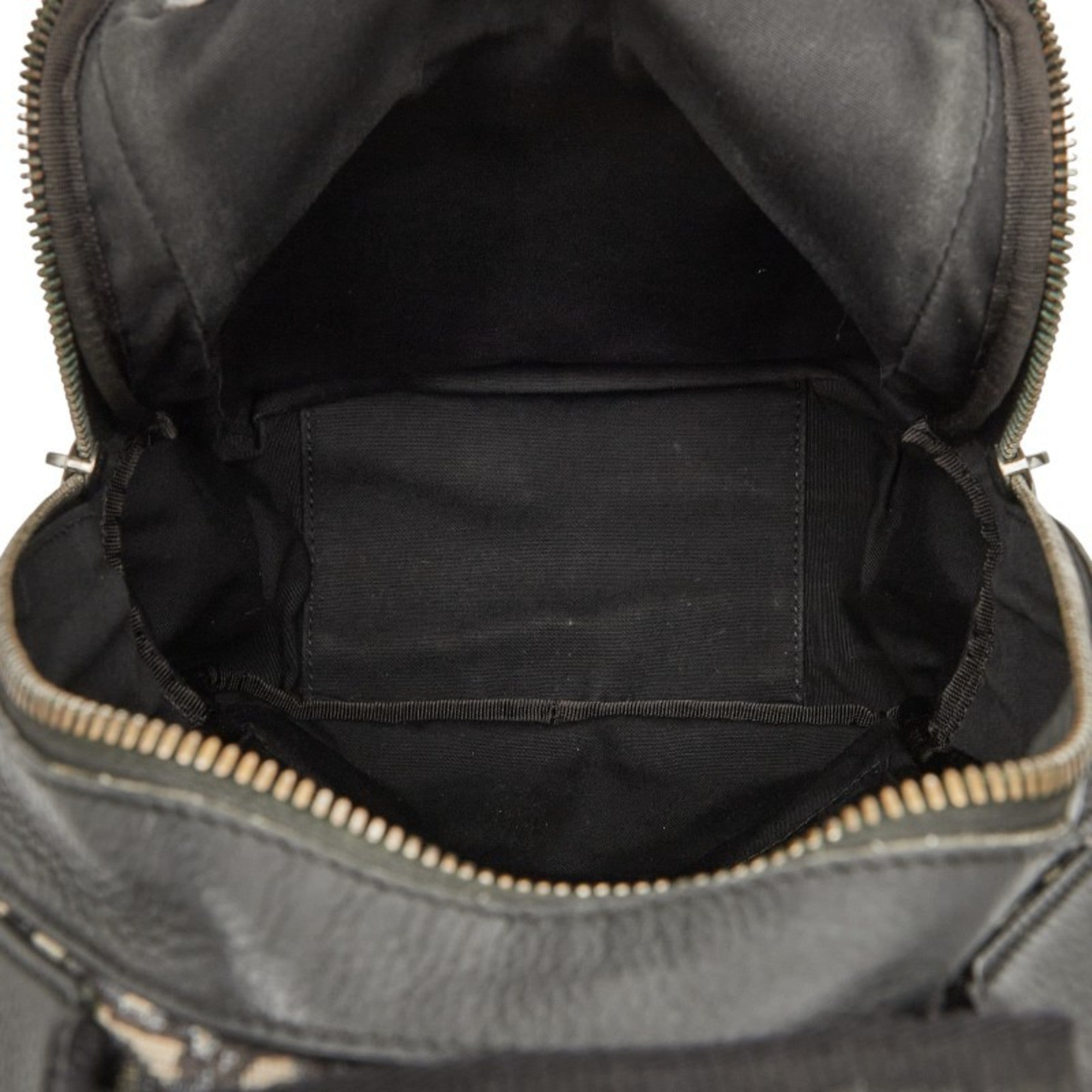 Christian Dior Beige Black Canvas Leather Shoulder Bag Sling Bag (Pre-Owned)