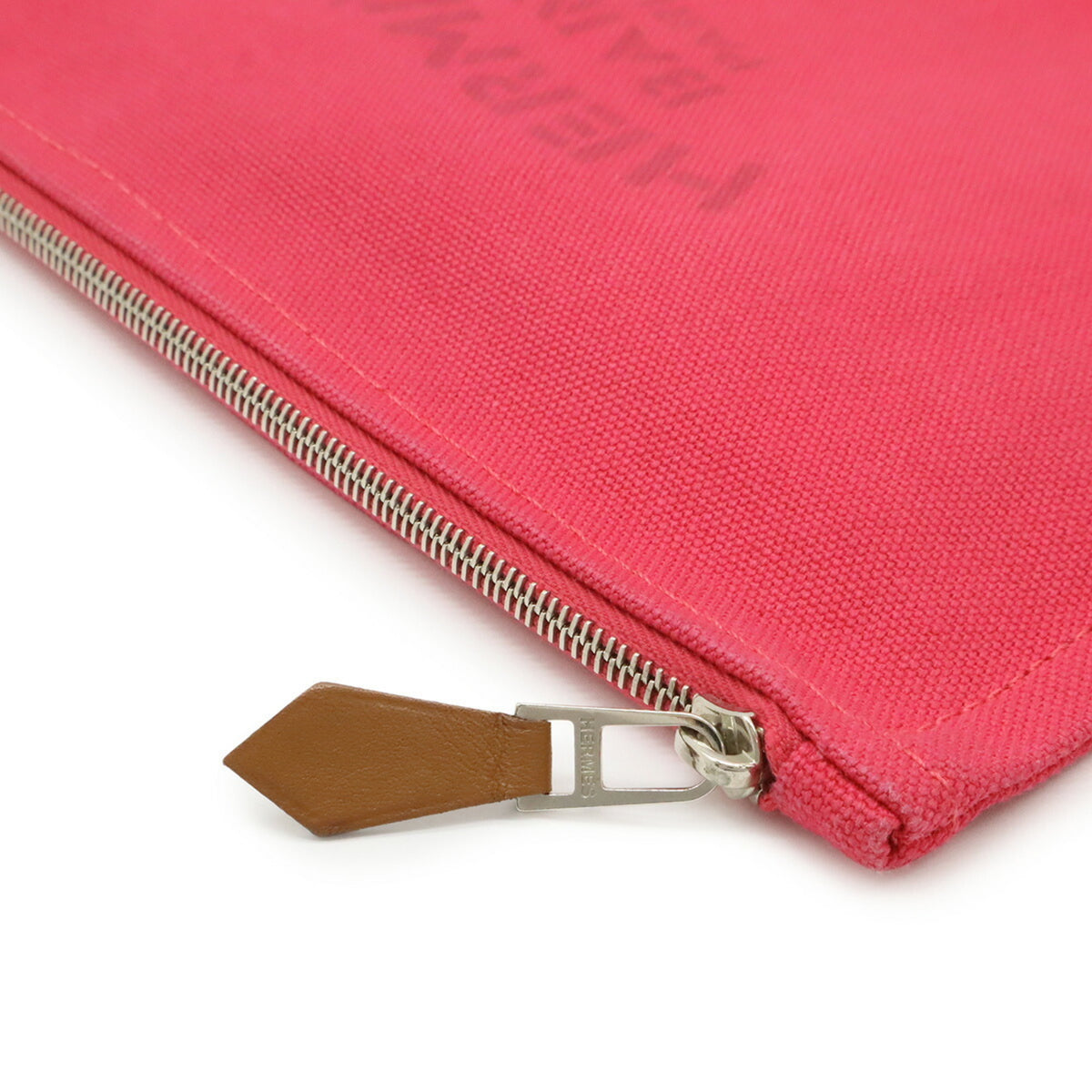 Hermes Pink Canvas Leather Pouch (Pre-Owned)