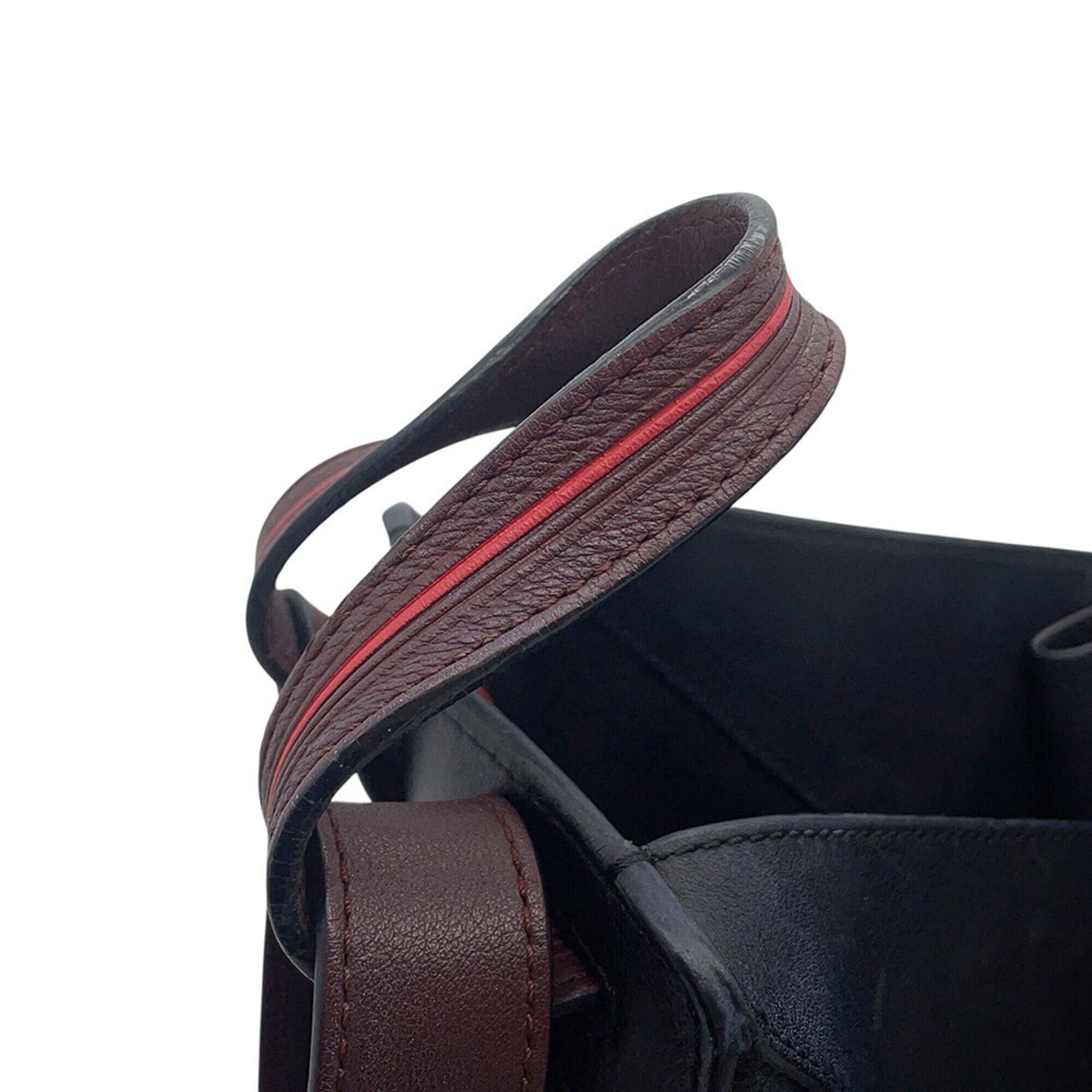 Loewe Hammock Black Red Color Leather Handbag Shoulder Bag (Pre-Owned)