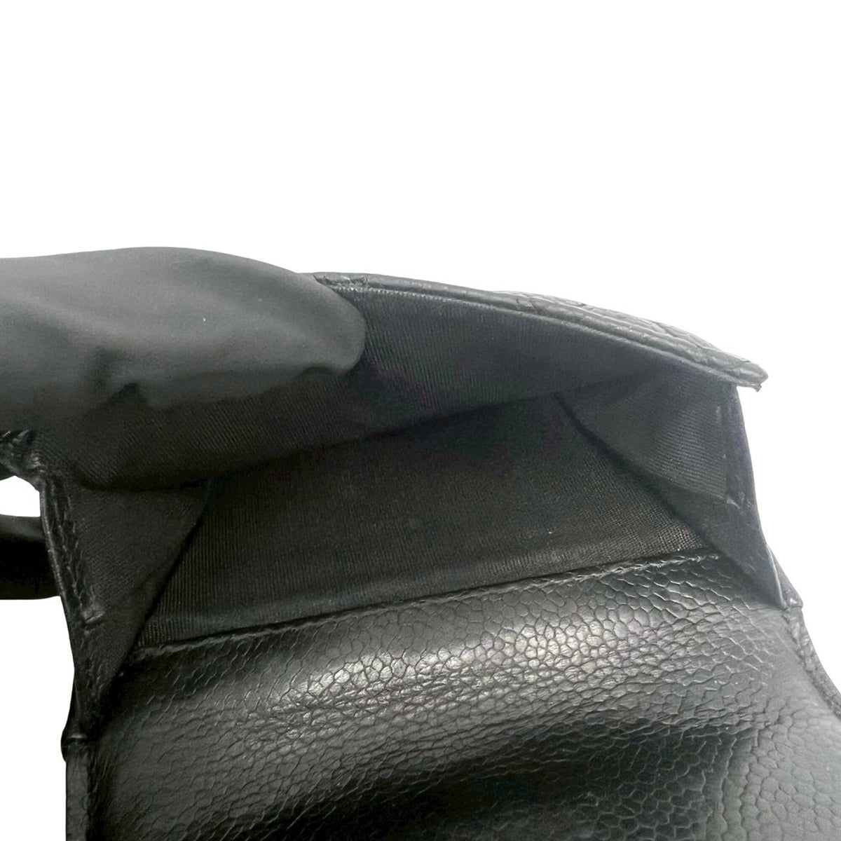 Chanel Black Grained Calfskin Wallet (Tri-Fold) (Pre-Owned)