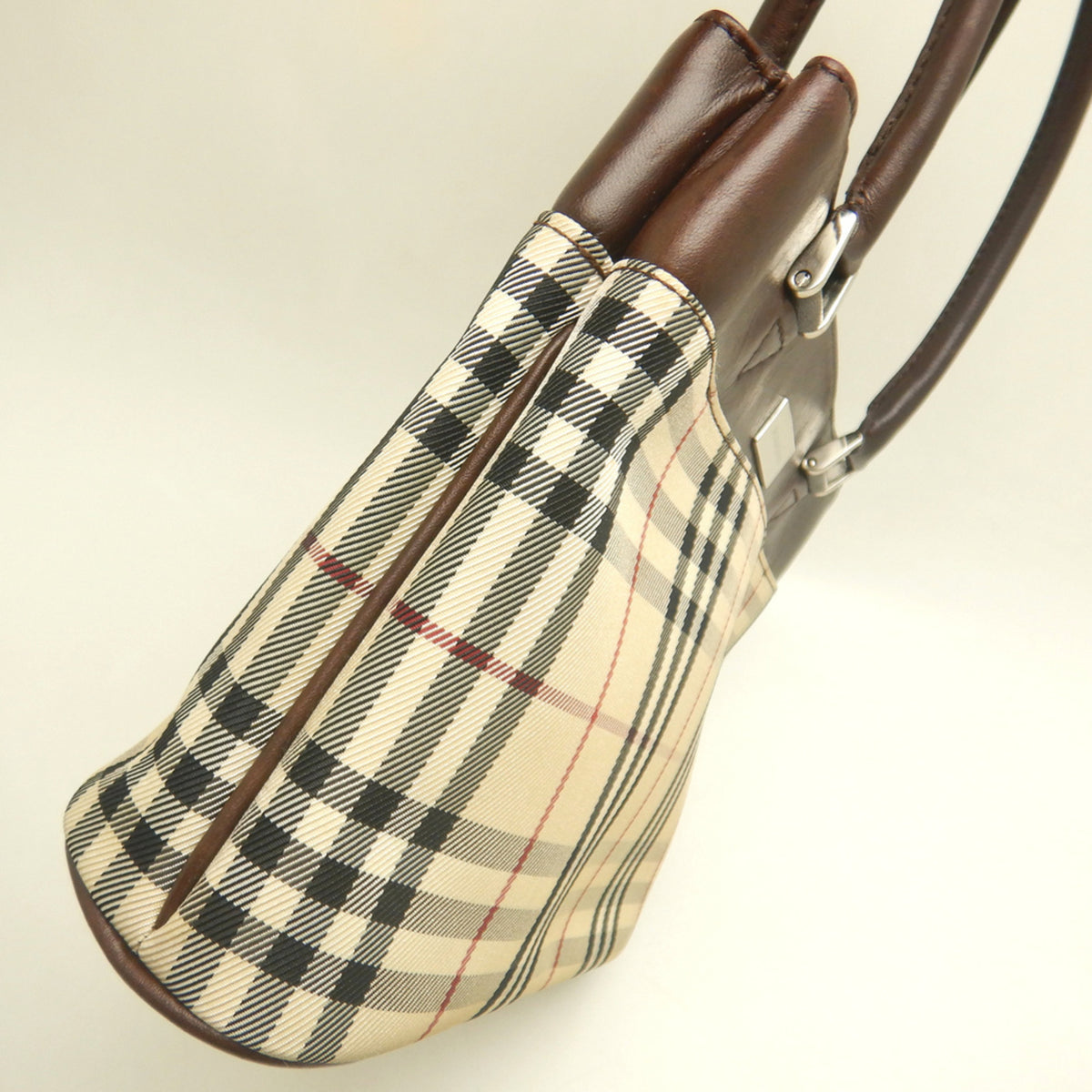 Burberry Beige Brown Canvas Leather Handbag (Pre-Owned)