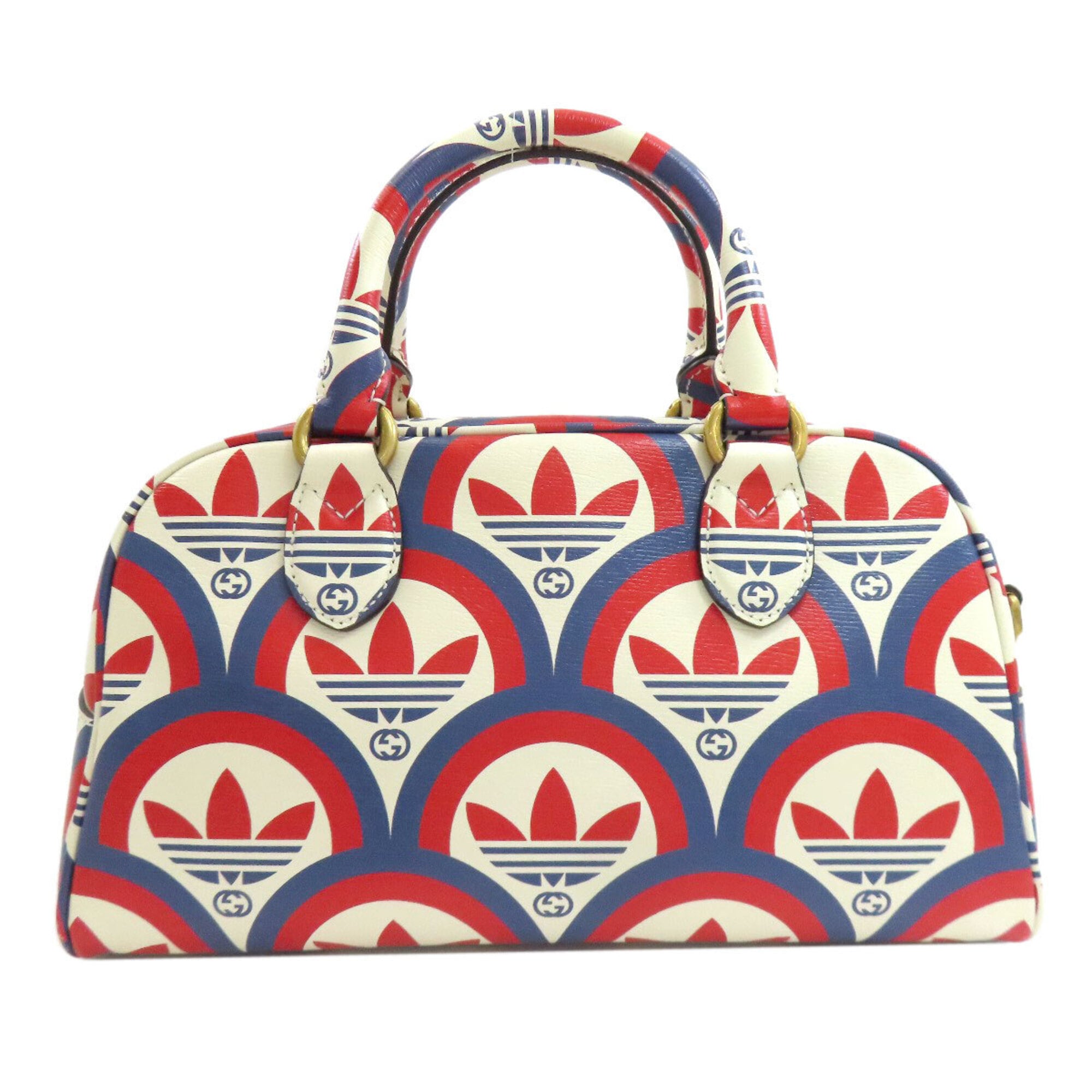 Gucci Blue Red Color White Leather Handbag (Pre-Owned)