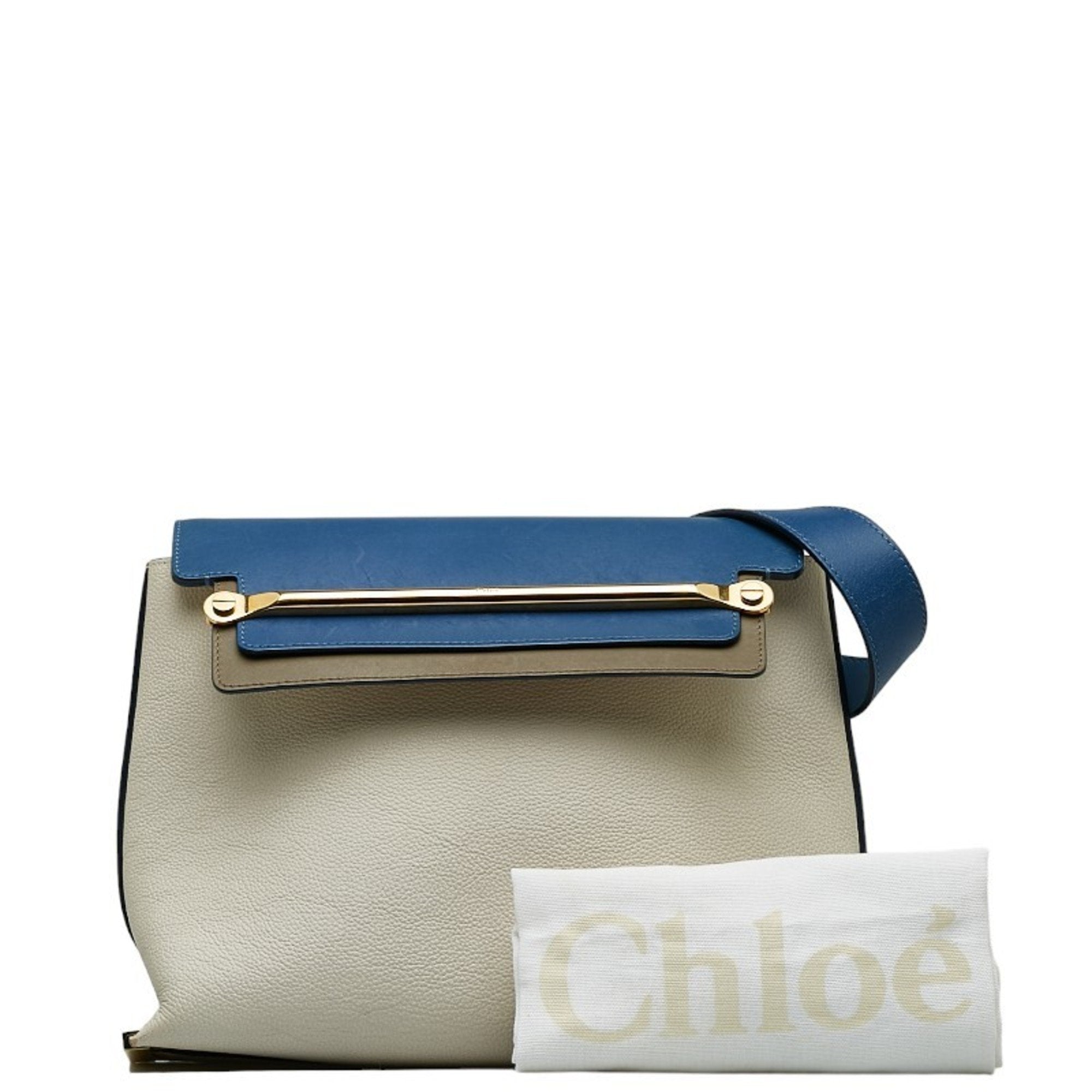 Chloé Black Ivory Navy Leather Shoulder Bag (Pre-Owned)