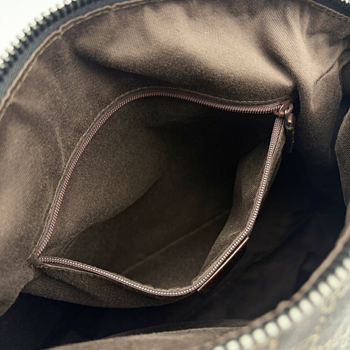 Gucci Dark Brown Gg Canvas Leather Shoulder Bag (Pre-Owned)