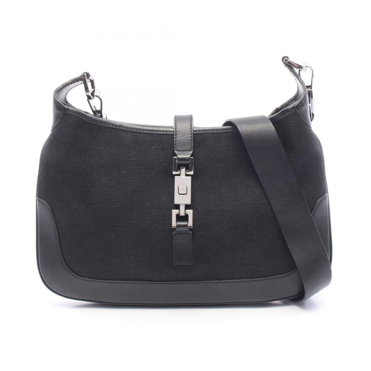 Gucci Black Canvas Leather Handbag Shoulder Bag (Pre-Owned)