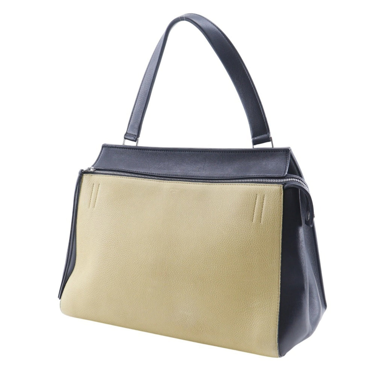 Celine Beige Black Leather Handbag Shoulder Bag (Pre-Owned)