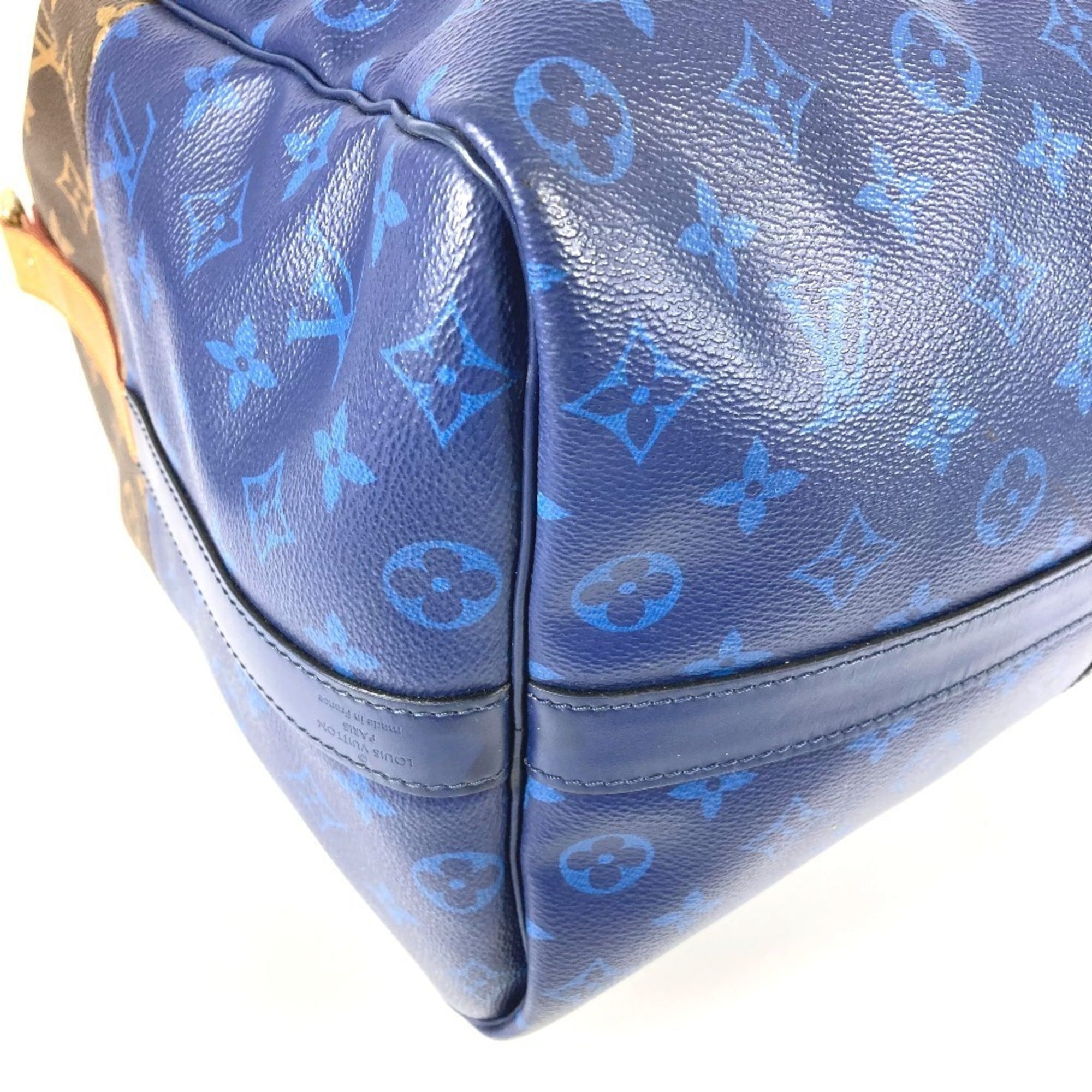 Louis Vuitton Blue Brown Monogram Boston Bag Shoulder Bag (Pre-Owned)