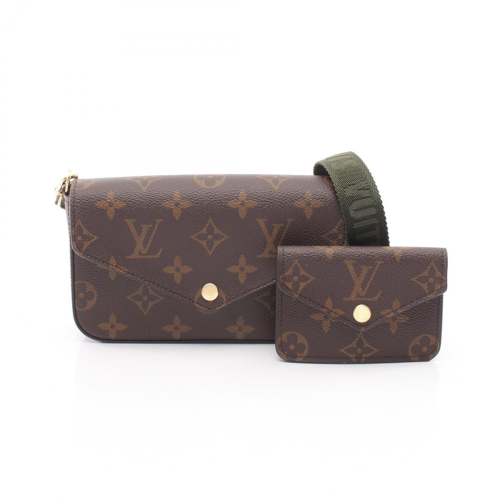 Louis Vuitton Brown Green Monogram Coated Canvas Handbag Pochette Shoulder Bag (Pre-Owned)