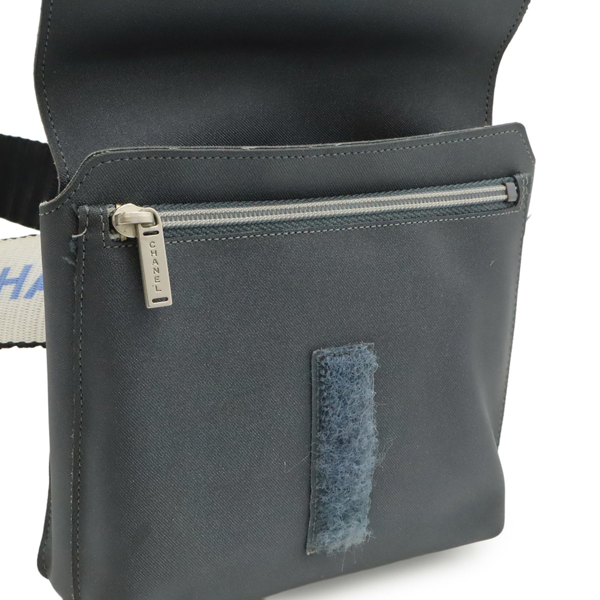 Chanel Dark Gray Ivory Nylon Fanny Pack Pouch Sling Bag (Pre-Owned)