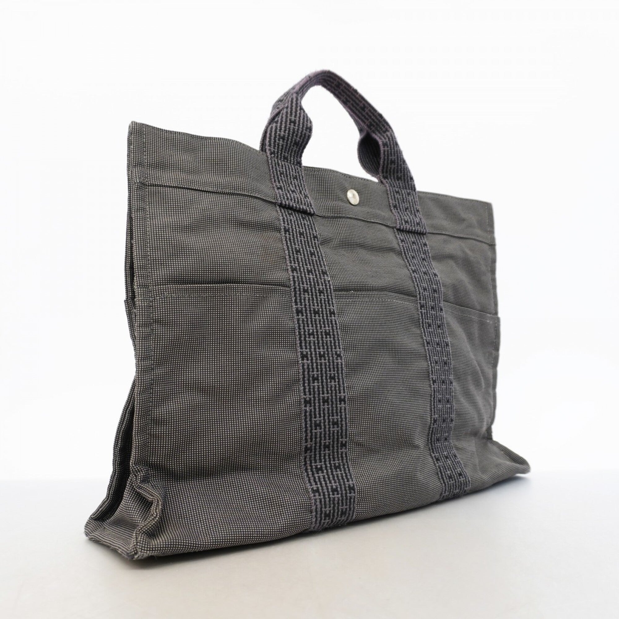 Hermes Gray Canvas Tote Bag (Pre-Owned)