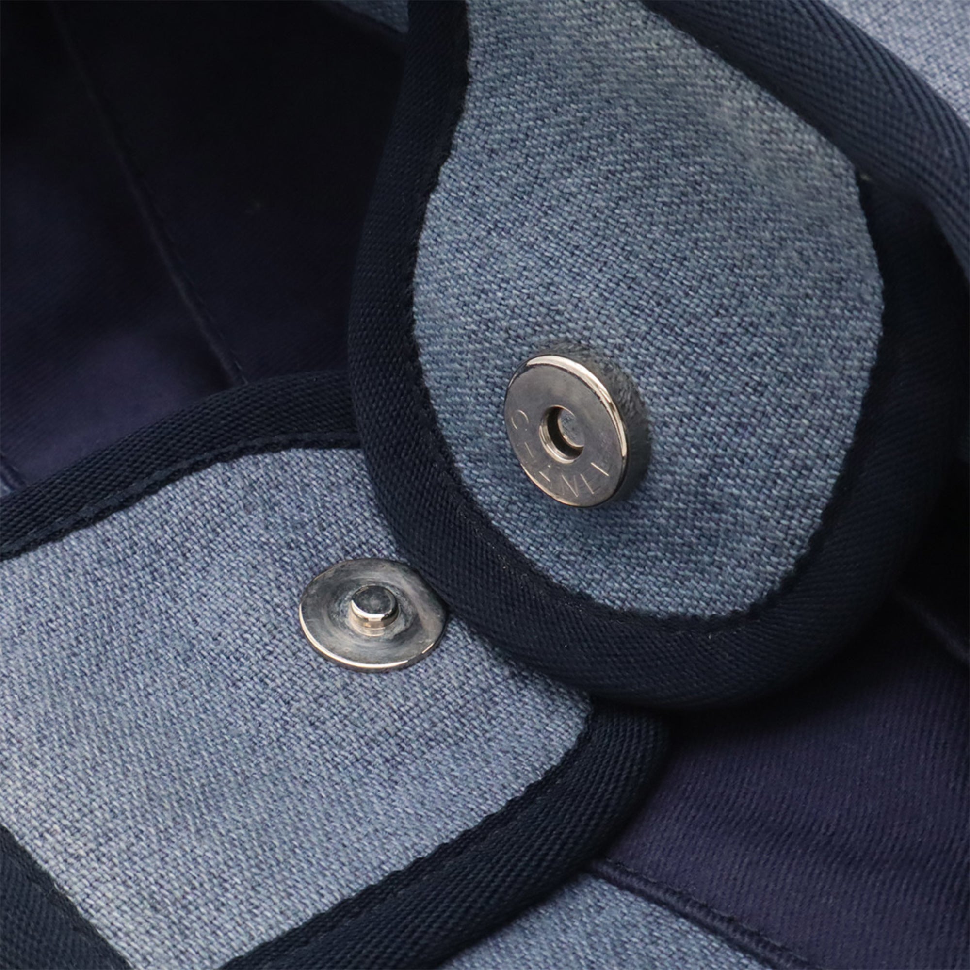 Chanel Blue Canvas Leather Shoulder Bag Tote Bag (Pre-Owned)