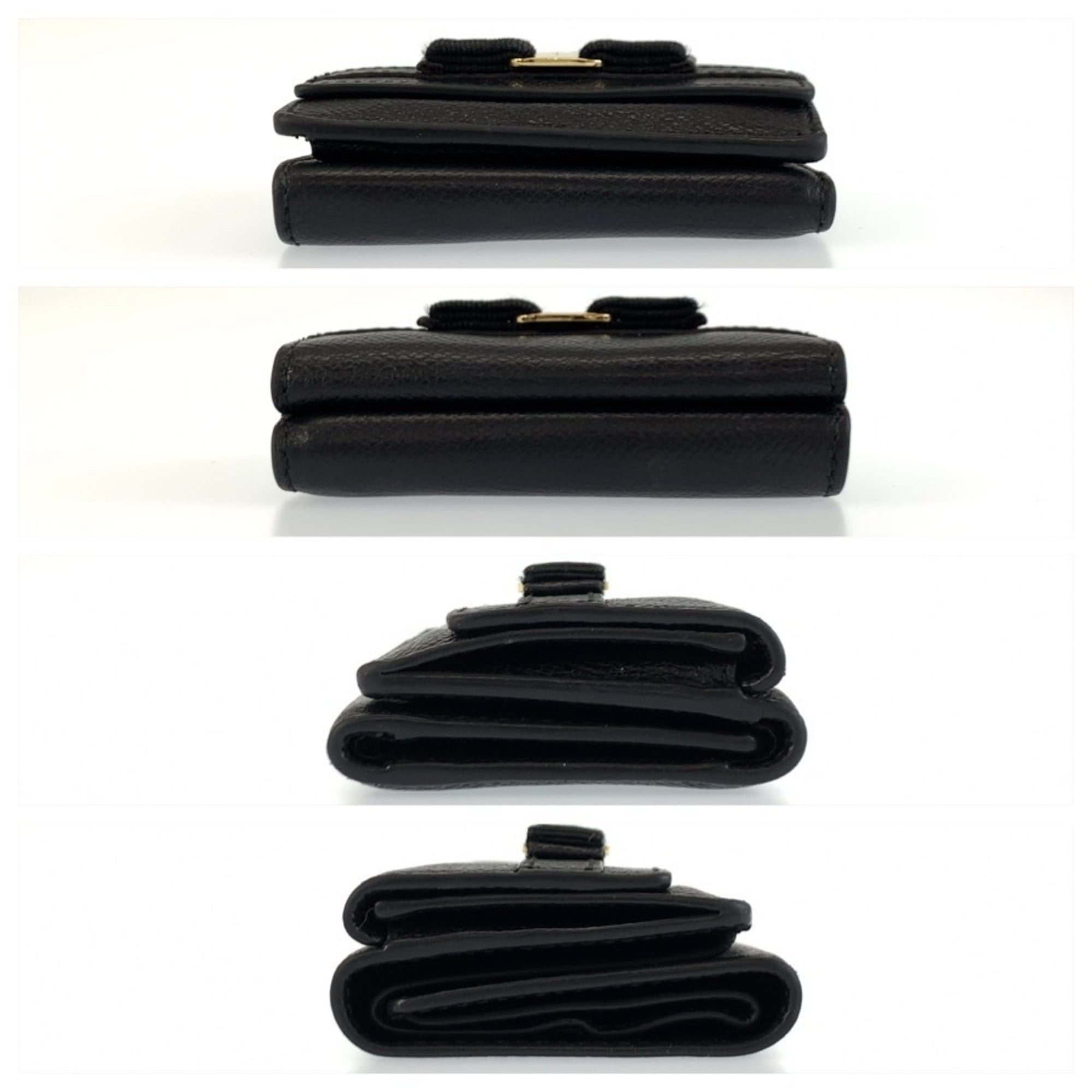 Salvatore Ferragamo Black Leather Wallet (Tri-Fold) (Pre-Owned)