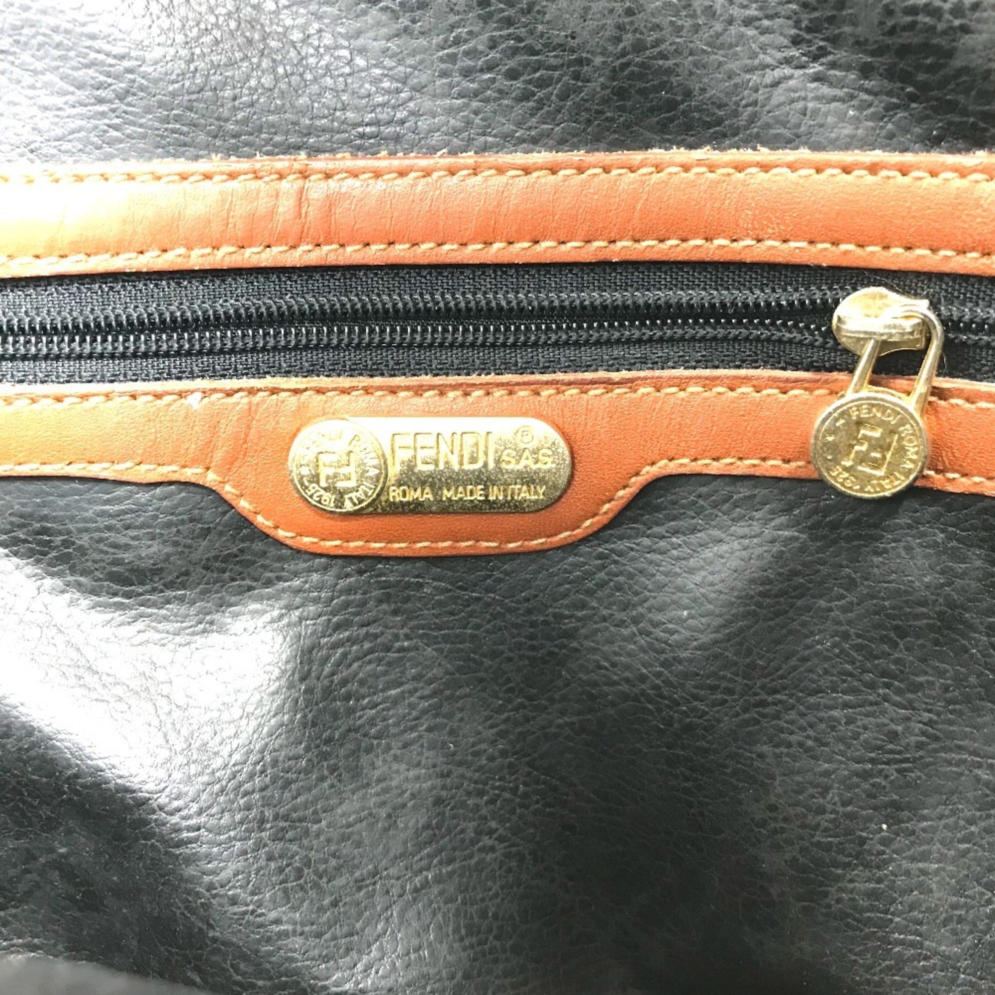 Fendi Pequin Brown Khaki Pvc Leather Handbag (Pre-Owned)
