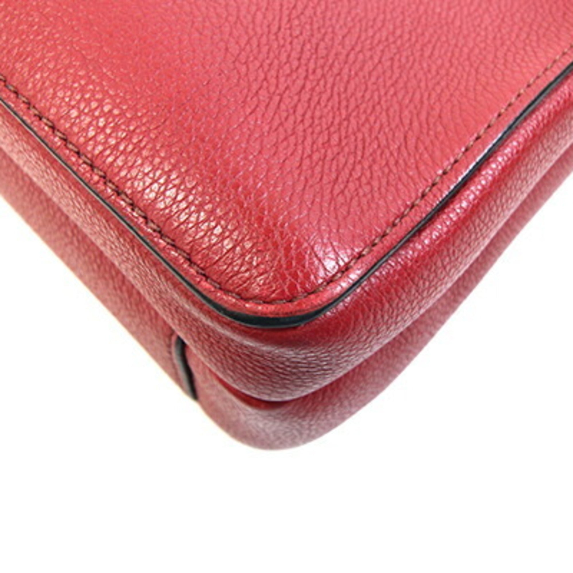 Prada Red Color Leather Shoulder Bag (Pre-Owned)