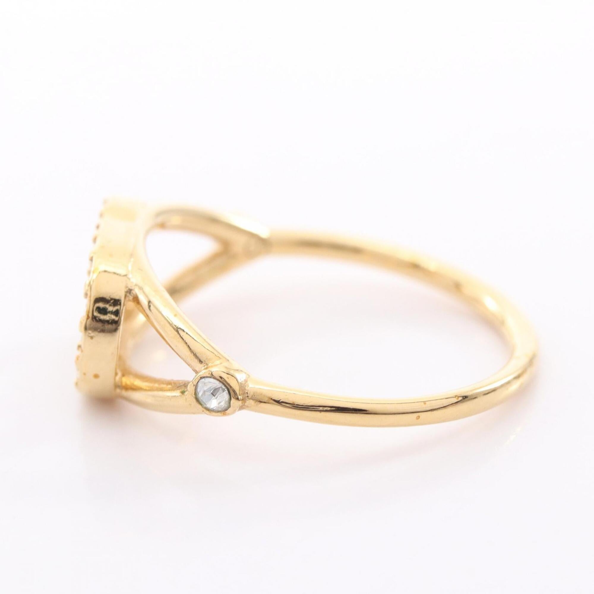 Christian Dior Gold Clear Gold Plating Rhinestone Band Ring (Pre-Owned)