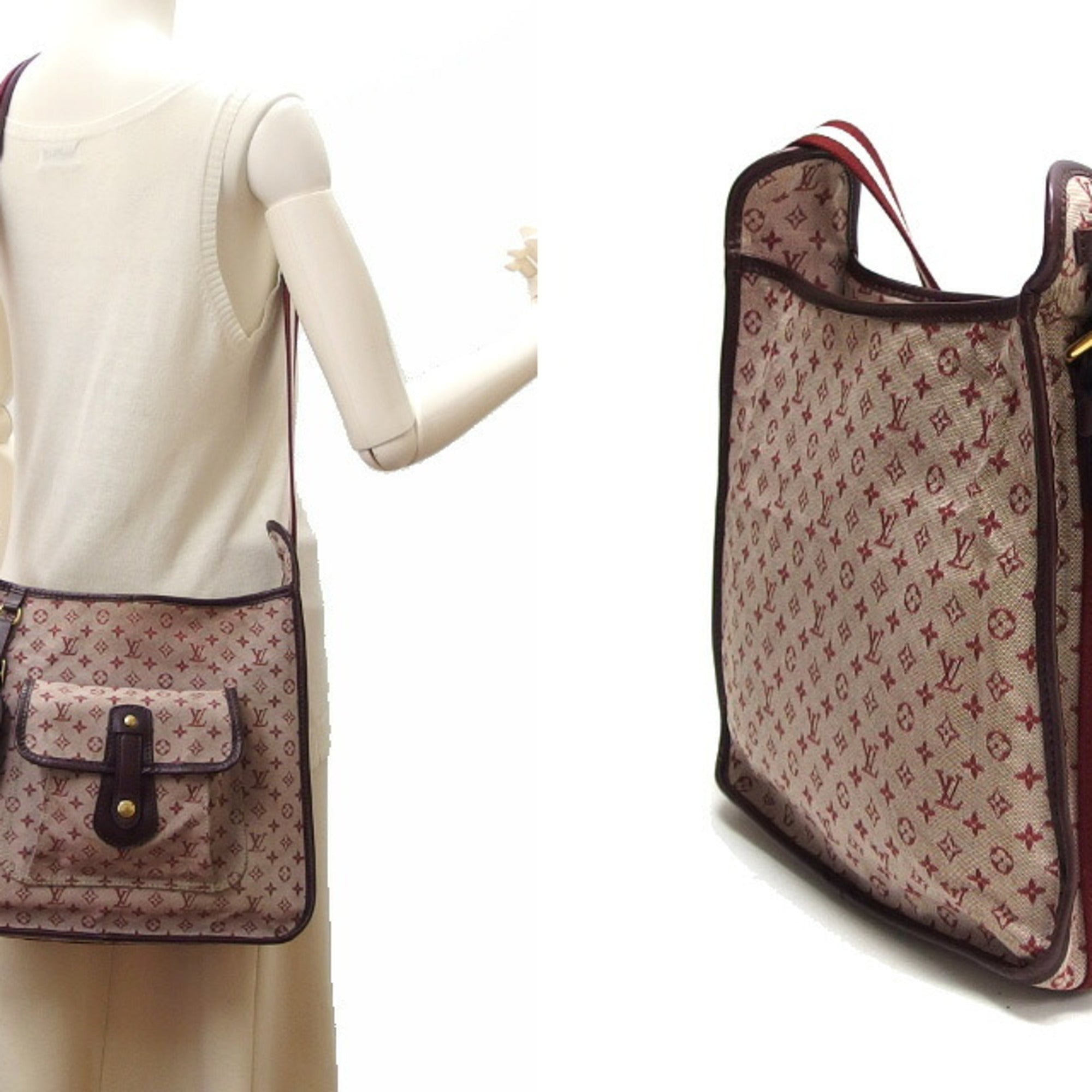 Louis Vuitton Monogram Mini Lin Bordeaux Cerise Red Color Canvas Shoulder Bag (Pre-Owned)