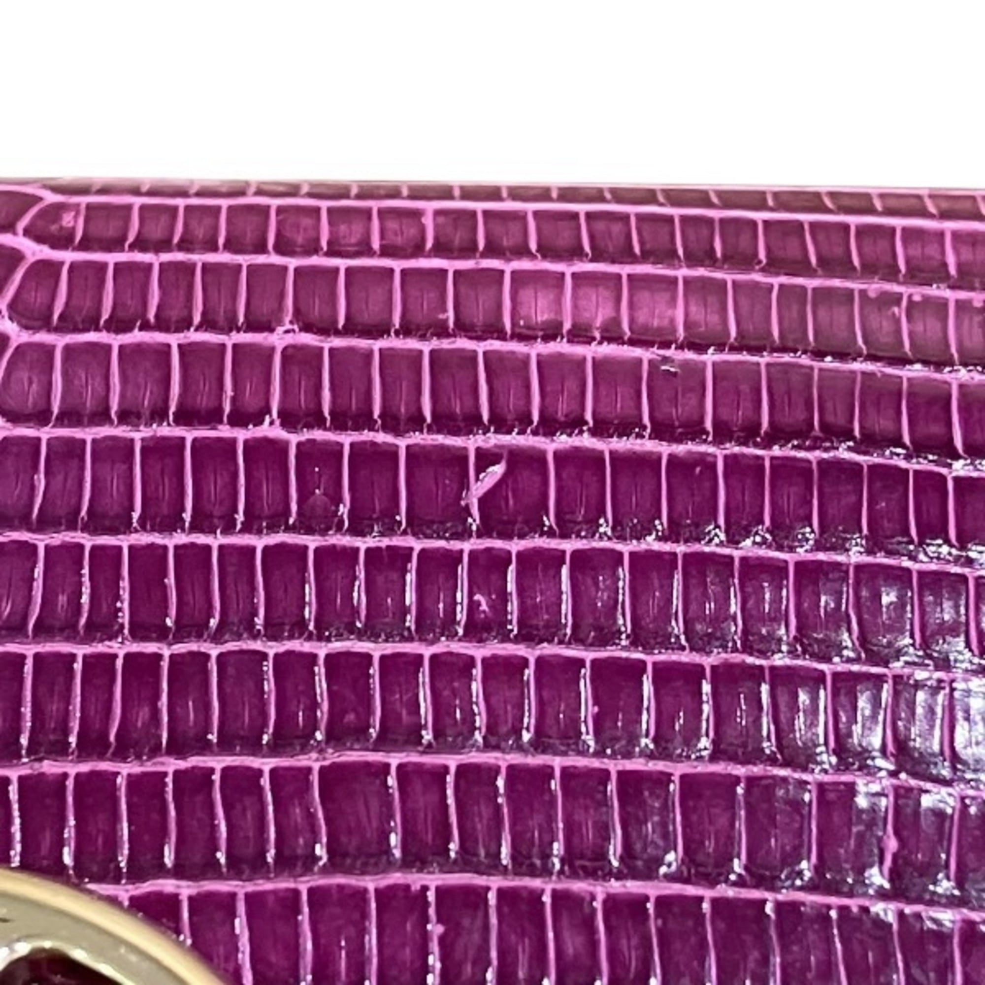 Gucci Pink Purple Red Color Leather Long Wallet (Bi-Fold) (Pre-Owned)