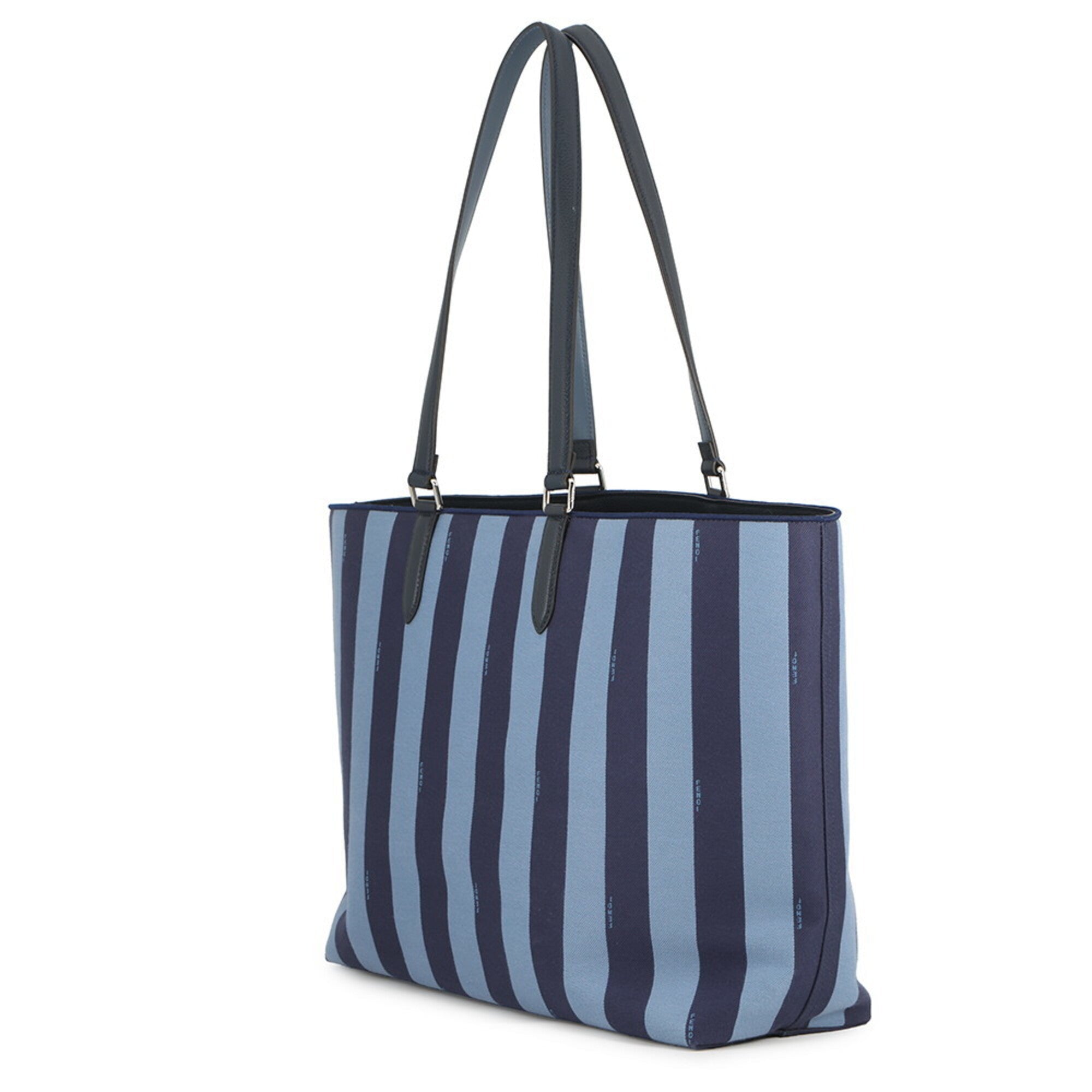 Fendi Blue Navy Canvas Leather Handbag Tote Bag (Pre-Owned)