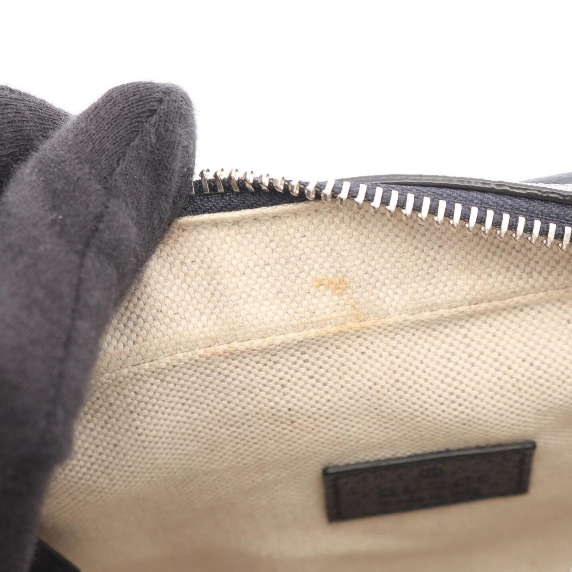 Gucci Beige Navy Coated Canvas Leather Handbag Shoulder Bag (Pre-Owned)