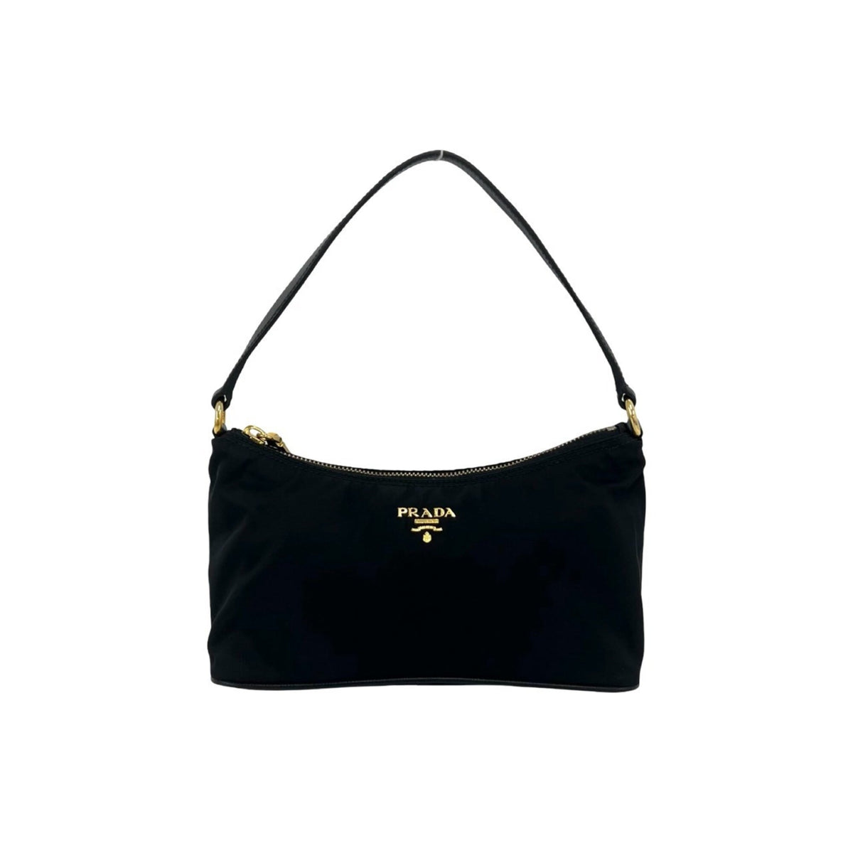 Prada Black Nylon Leather Handbag Pouch (Pre-Owned)