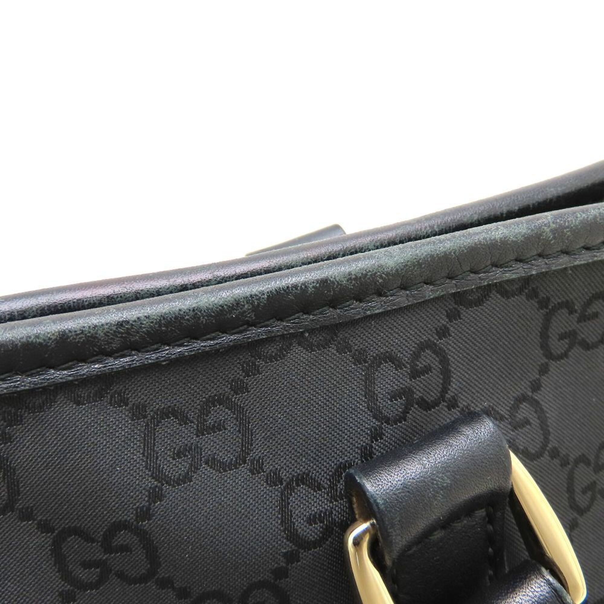 Gucci Black Gg Canvas Leather Tote Bag (Pre-Owned)