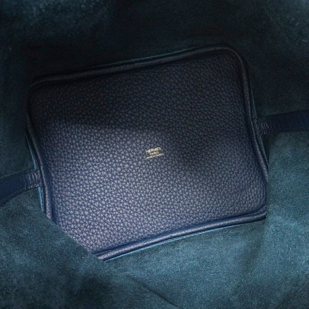 Hermes Navy Taurillon Clemence Leather Handbag (Pre-Owned)