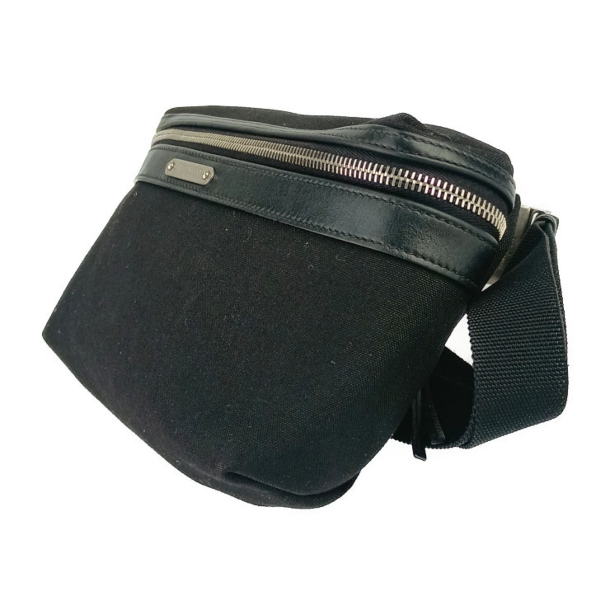 Yves Saint Laurent Black Canvas Leather Fanny Pack (Pre-Owned)