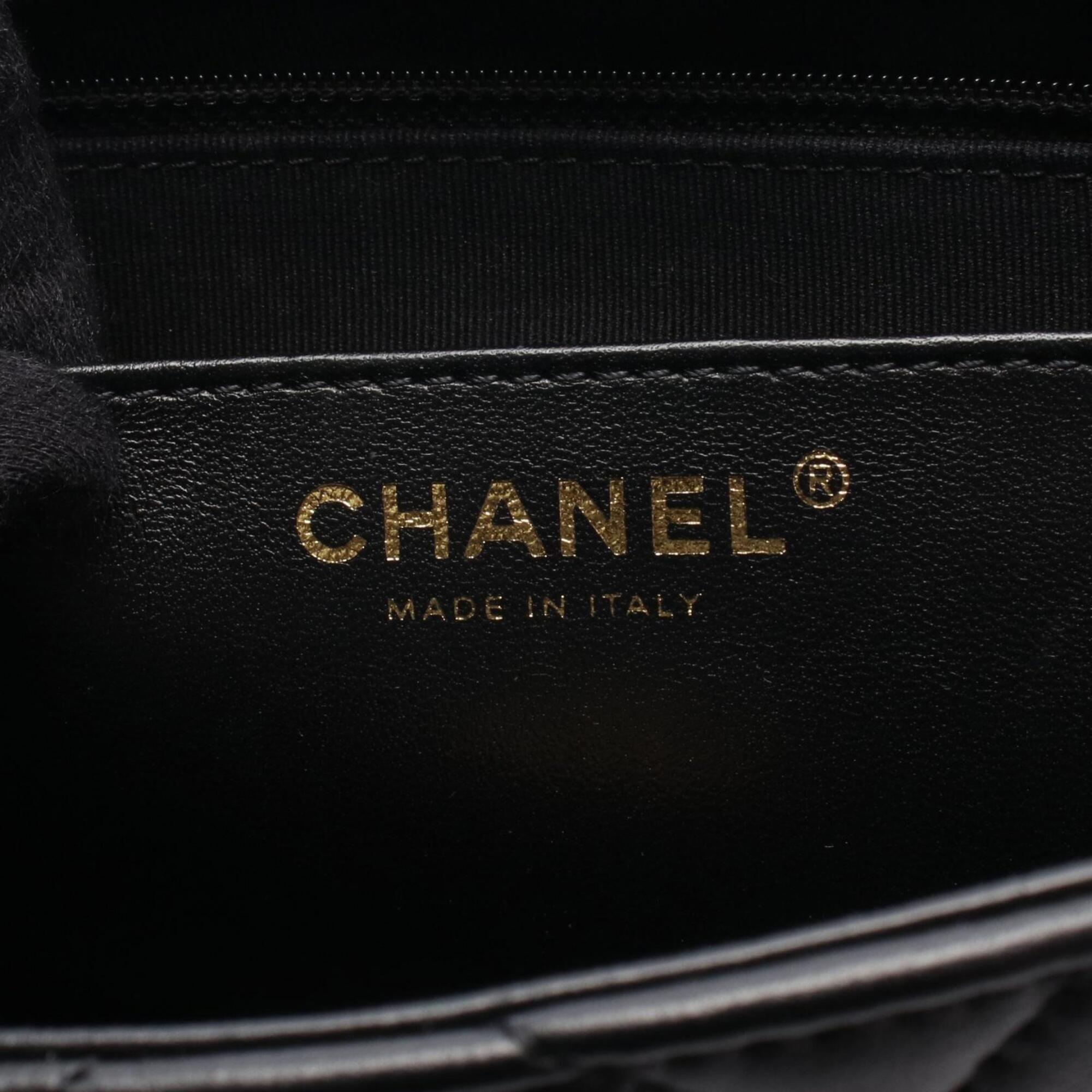 Chanel Black Leather Handbag Shoulder Bag (Pre-Owned)