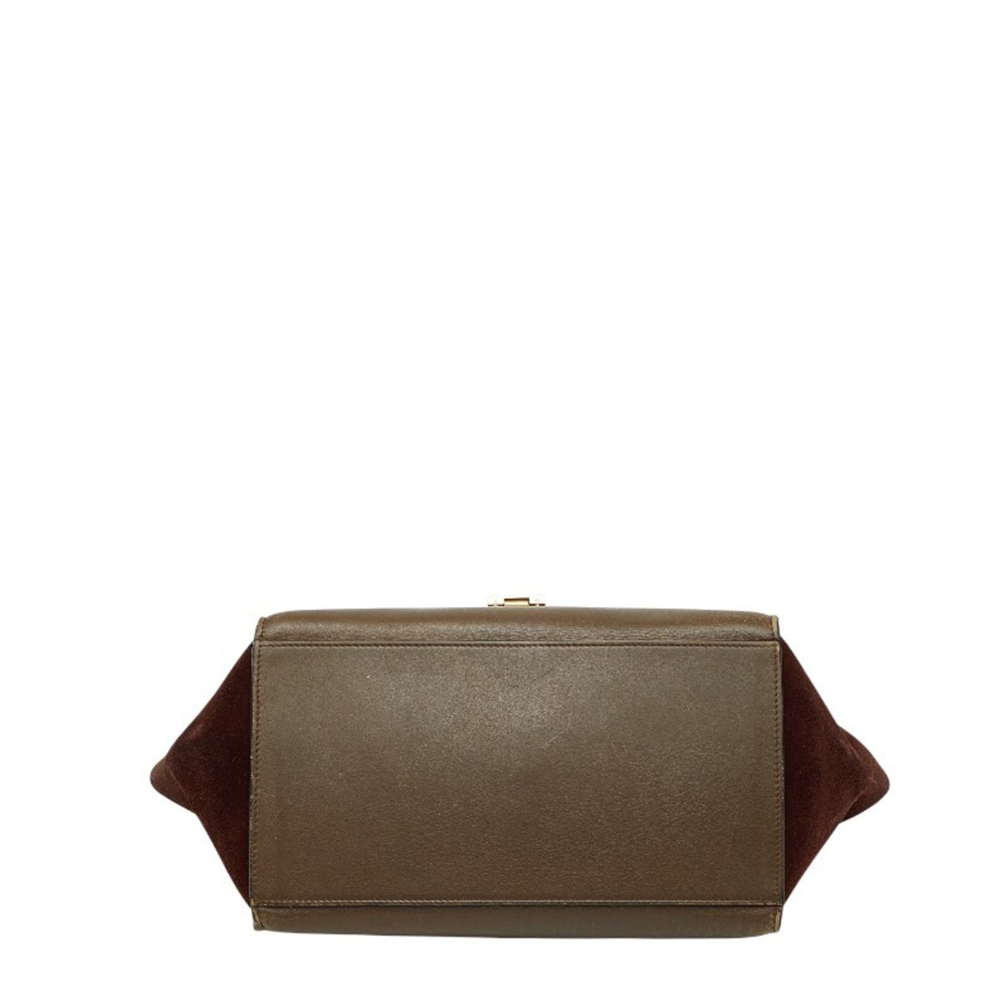 Celine Black Brown Leather Suede Handbag Shoulder Bag (Pre-Owned)