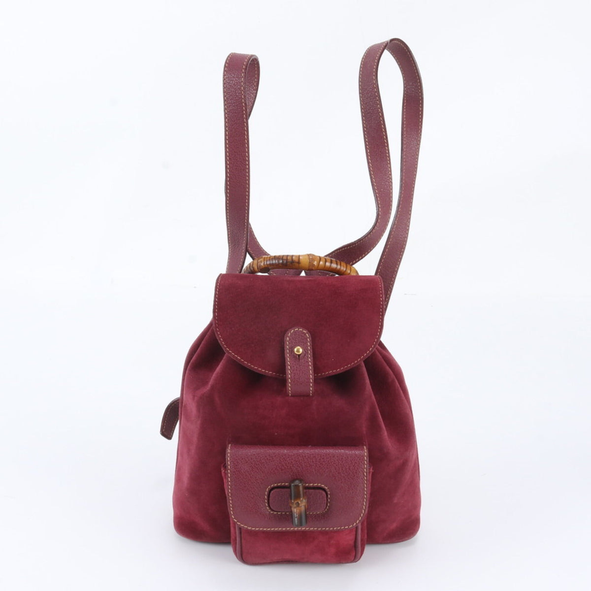 Gucci Bordeaux Leather Backpack (Pre-Owned)