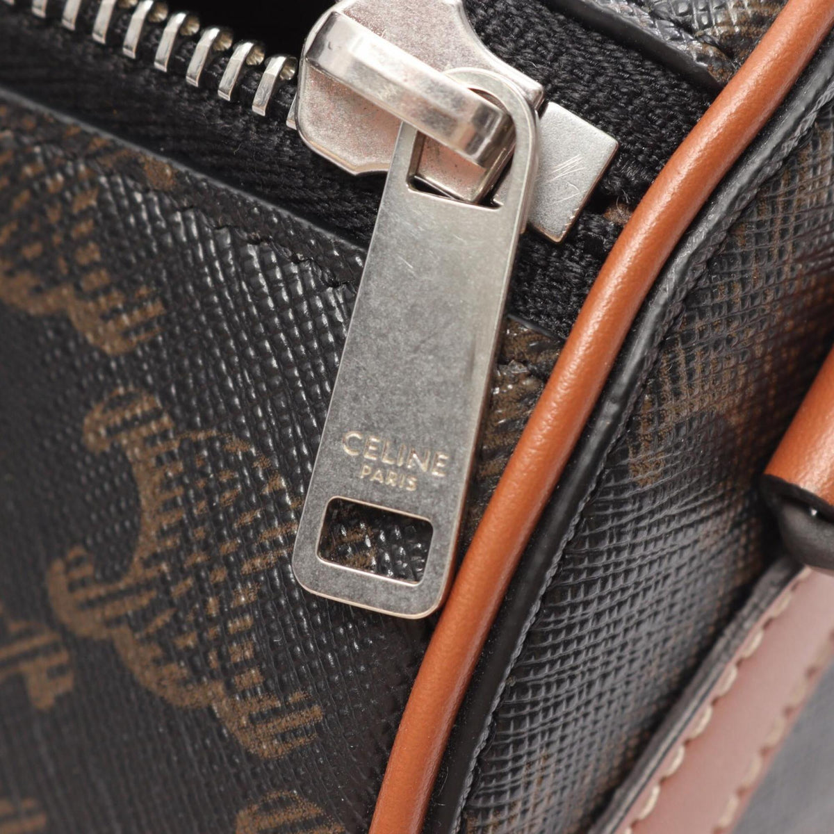 Celine Black Brown Coated Canvas Leather Handbag Shoulder Bag (Pre-Owned)